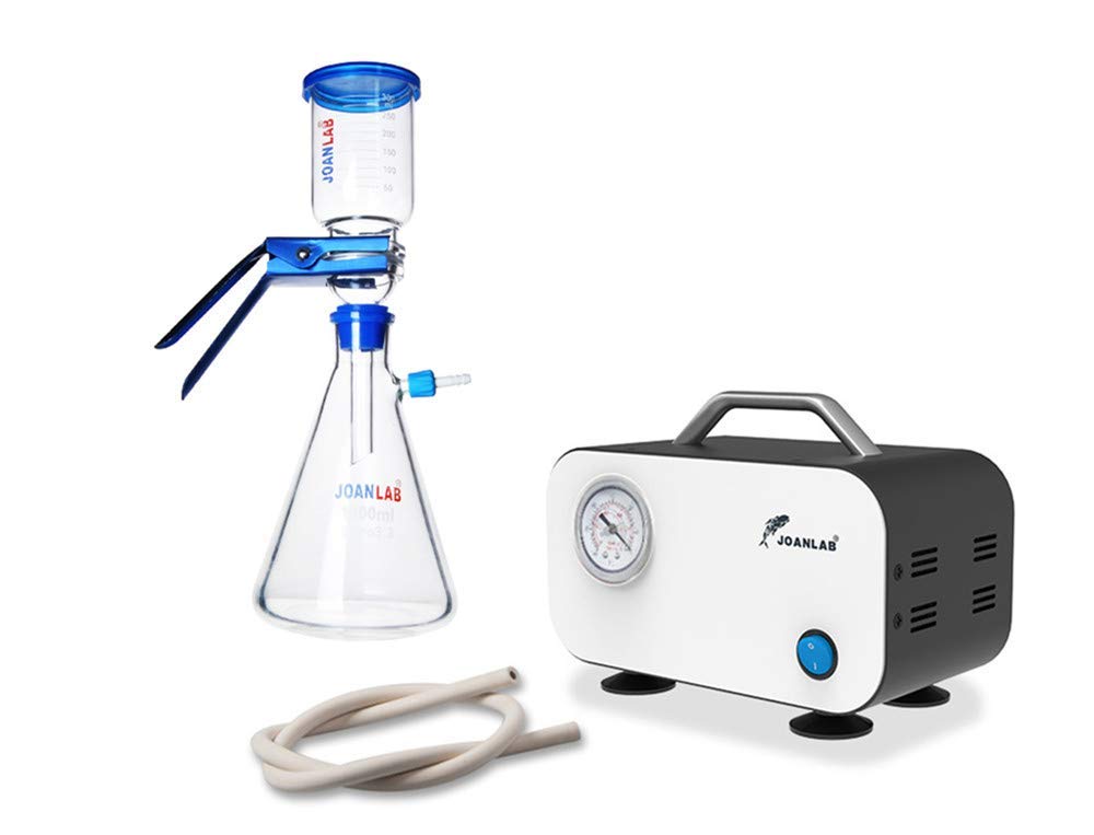 JOANLAB 10L Vacuum Filtration Distillation Apparatus Kit with 500ml Filter Flask & Pump - Lab Glassware Set for Chemistry Experiments, Water Purification & Essential Oil Extraction