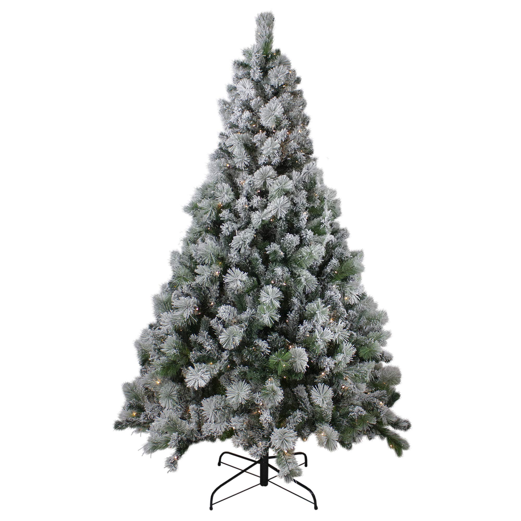 6.5' Pre-Lit Flocked Artificial Christmas Tree with Clear Lights - Full Somerset Spruce Design for Holiday Decor | Perfect for Living Room, Office & Christmas Party Decoration