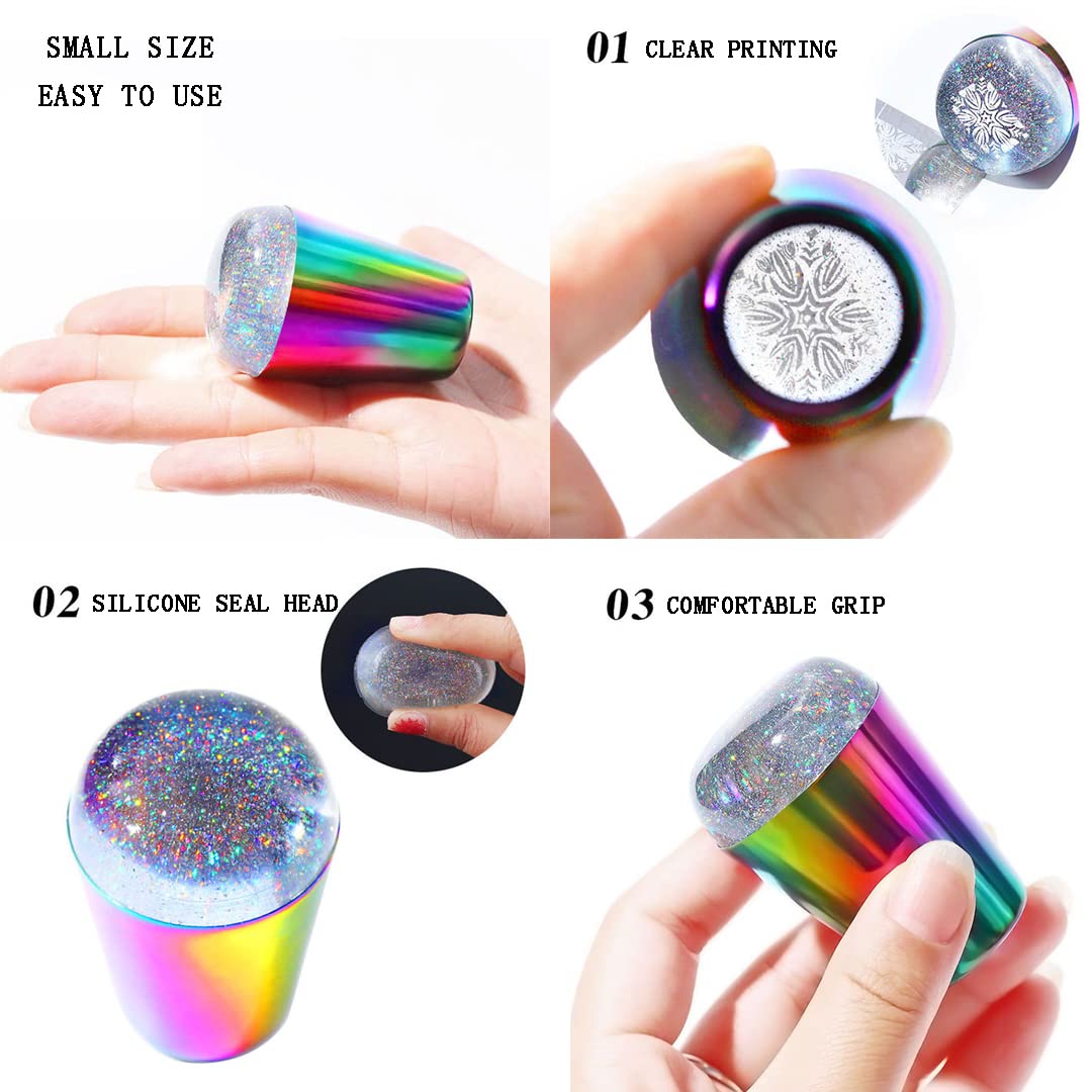 Vibrant Nail Art Stamper Kit - Silicone French Manicure Stamper with Scraper for DIY Nail Designs | Perfect for Home Salon, Professional Nail Art & Gift Giving