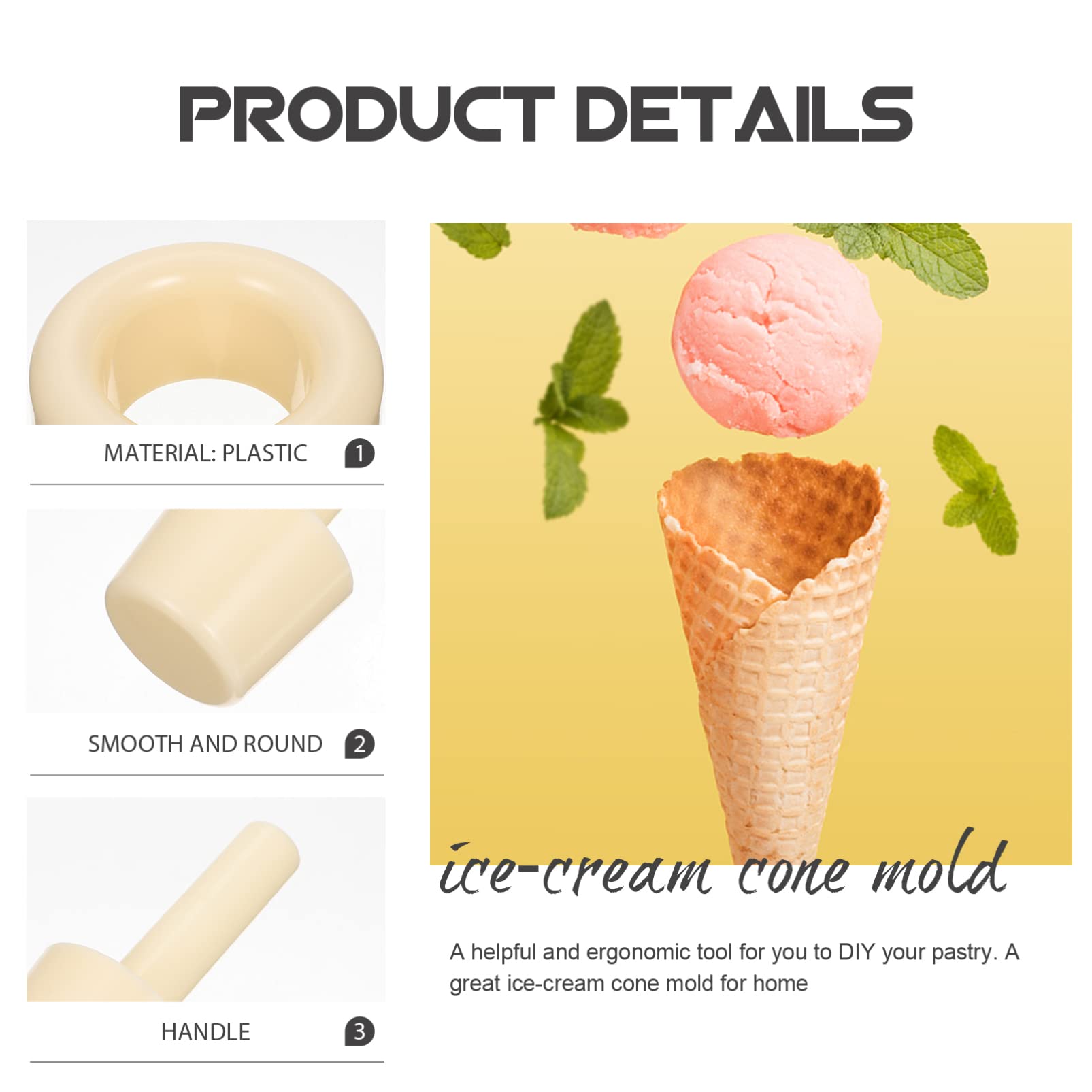 Professional DIY Ice Cream Cone Mold & Waffle Cone Maker Set - Dessert Shop Supplies for Homemade Ice Cream Cones | Perfect for Home Kitchens, Ice Cream Shops & Party Treats