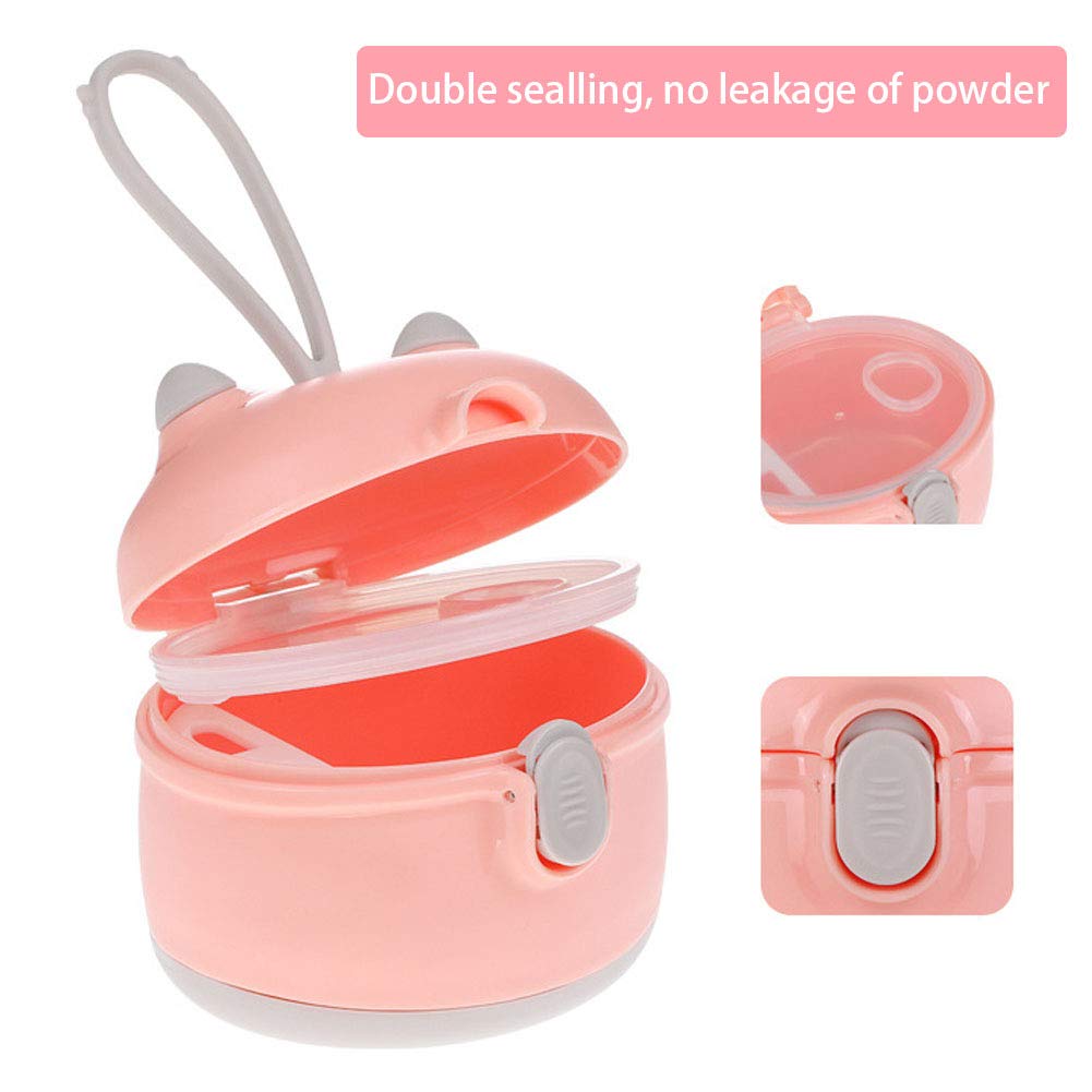 Portable Double Layer Baby Milk Powder Dispenser with Strap - Small Pink Formula Storage Container for Infants & Toddlers | Perfect for Travel, Daycare & On-the-Go Feeding