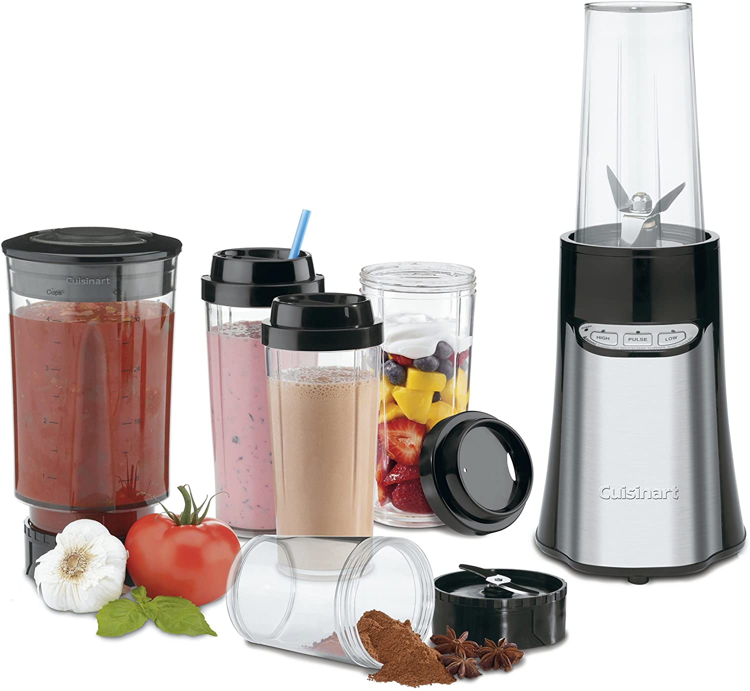 Refurbished Cuisinart CPB-300 Compact Blender with 4 Travel Cups - Cuisinart Warranty Included - Perfect for Smoothies, Protein Shakes & On-the-Go Blending