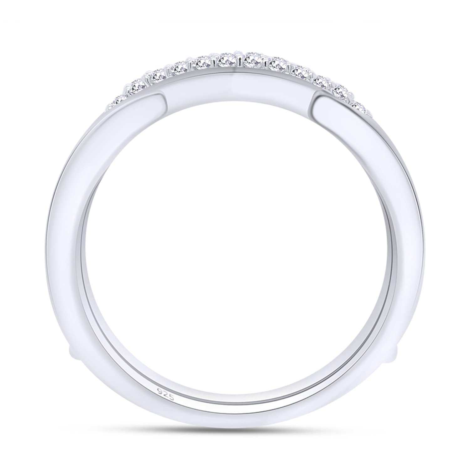 1/5 Carat Round Cut White Natural Diamond Enhancer Guard Wrap for Wedding Bands & Engagement Rings - 14k Gold Over Sterling Silver (0.20 Cttw, I-J Color, I2-I3 Clarity) - Perfect for Bridal Jewelry, Anniversary Gifts & Special Occasions