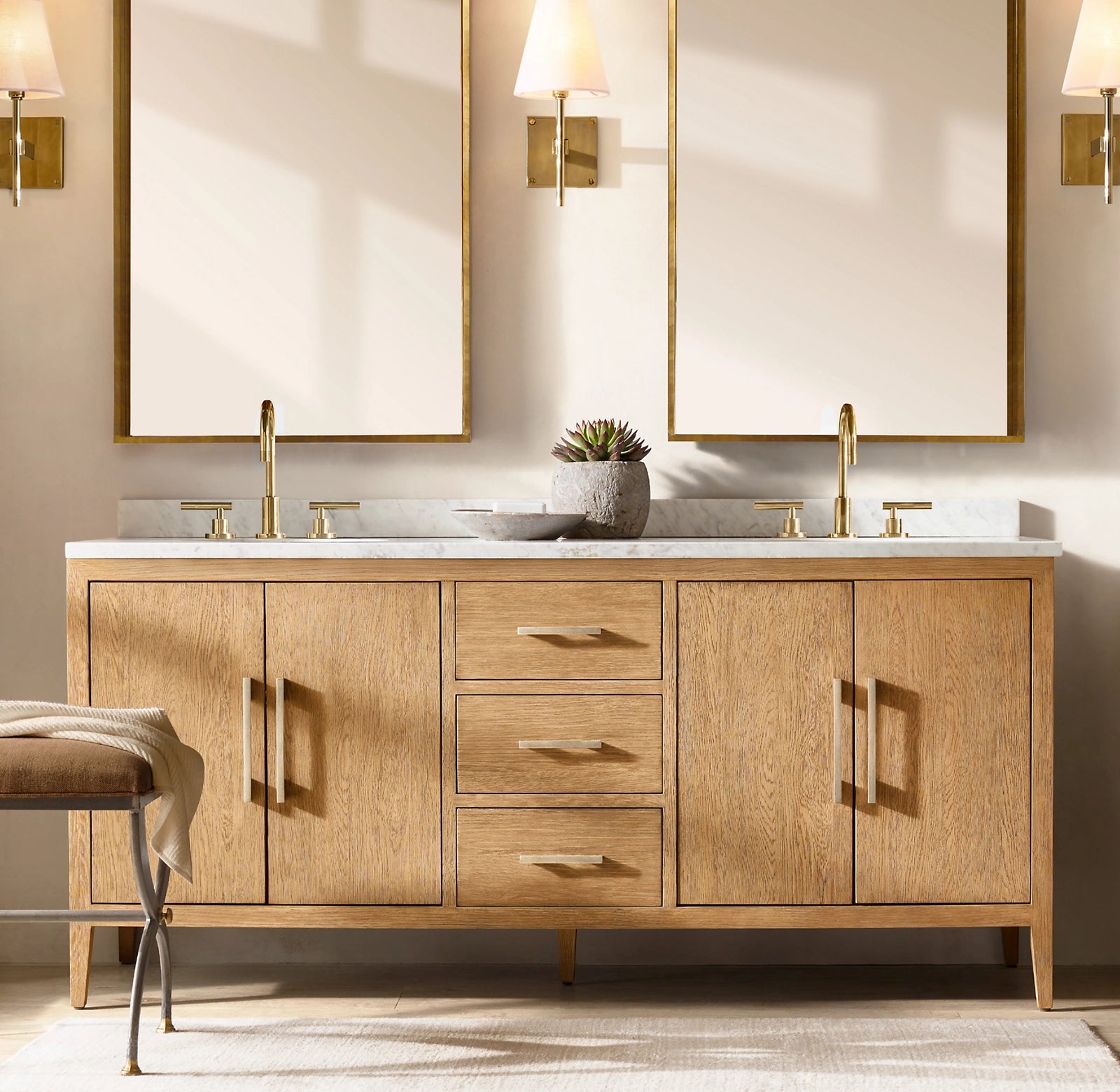 Modern French Style Double Bathroom Vanity with Sink - Elegant Storage Solution for Master Bathroom & Guest Bathroom Remodel