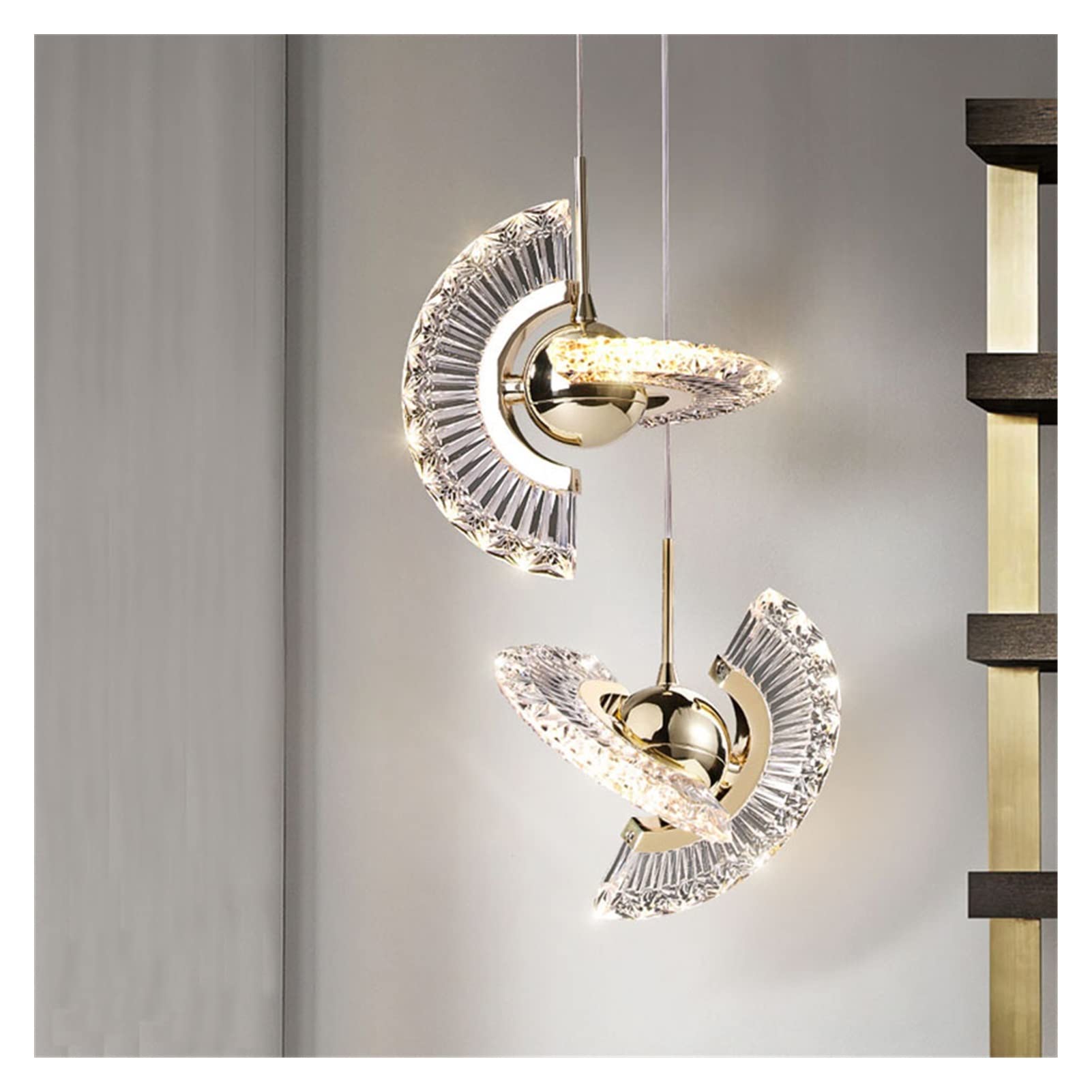 Modern LED Chandelier Light Fixture - Crystal Small Hanging Pendant Lamp with Flying Saucer Design for Bedroom, Restaurant & Living Room | Energy-Efficient Indoor Lighting for Dining Areas, Hallways & Home Decor