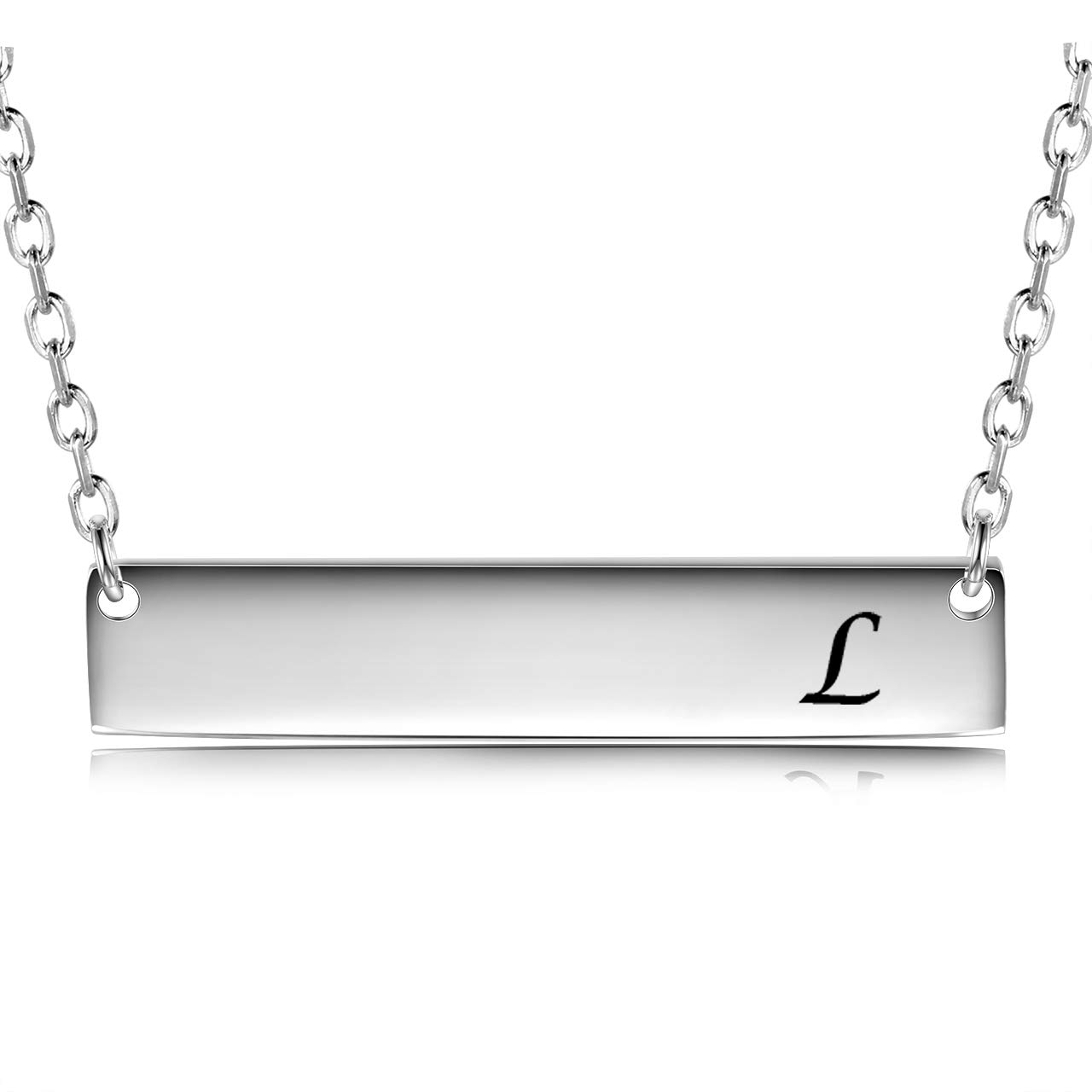 Sterling Silver Initial Necklace for Women & Teens - Personalized Engraved Bar Pendant Jewelry Gift for Her, Birthday, Anniversary, Valentine's Day