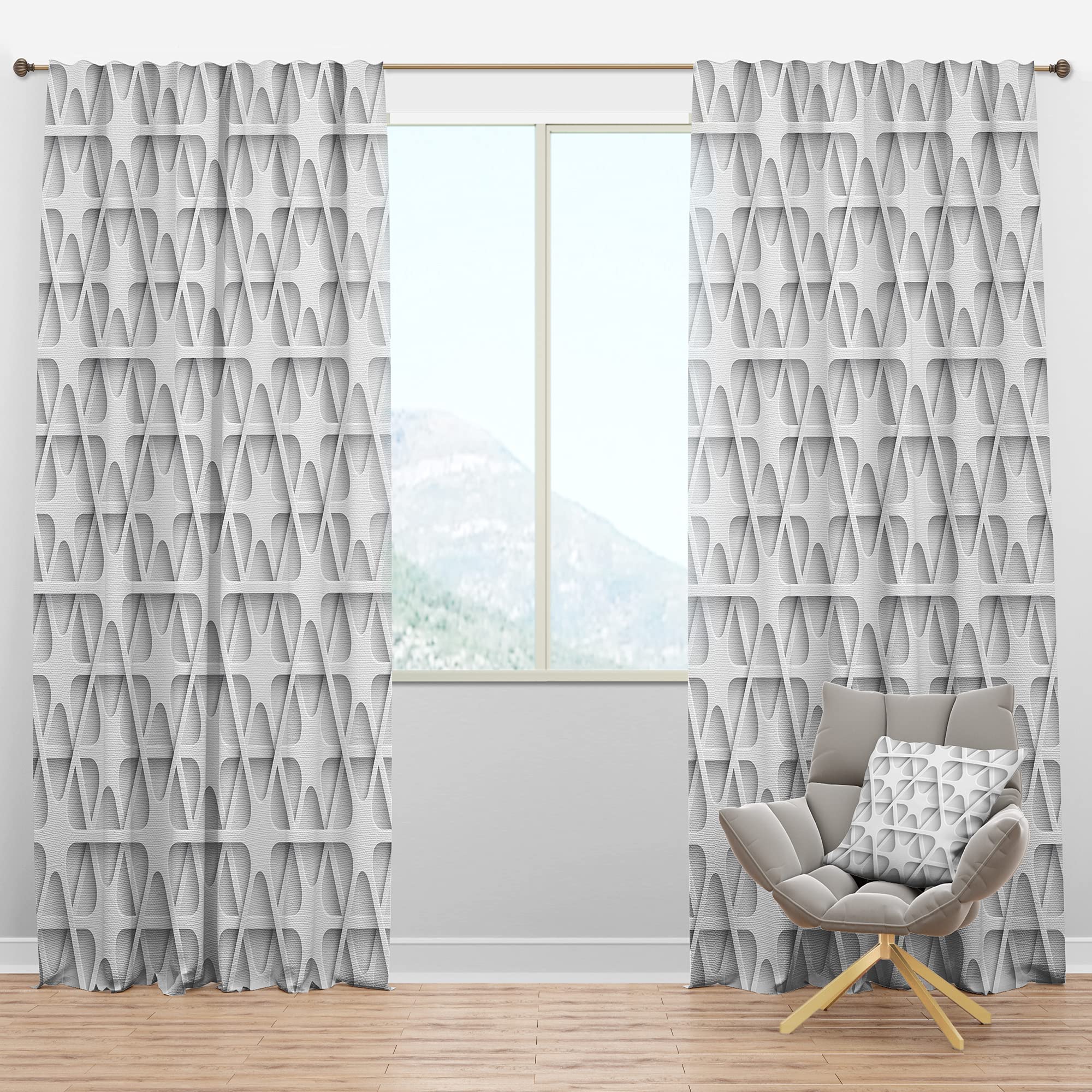 DesignQ Blackout Curtains 'Abstract Network' - Thermal Insulated Single Panel (52x90 inches) for Bedroom & Living Room - Noise Reducing & Energy Saving Window Drapes for Better Sleep & Home Decor
