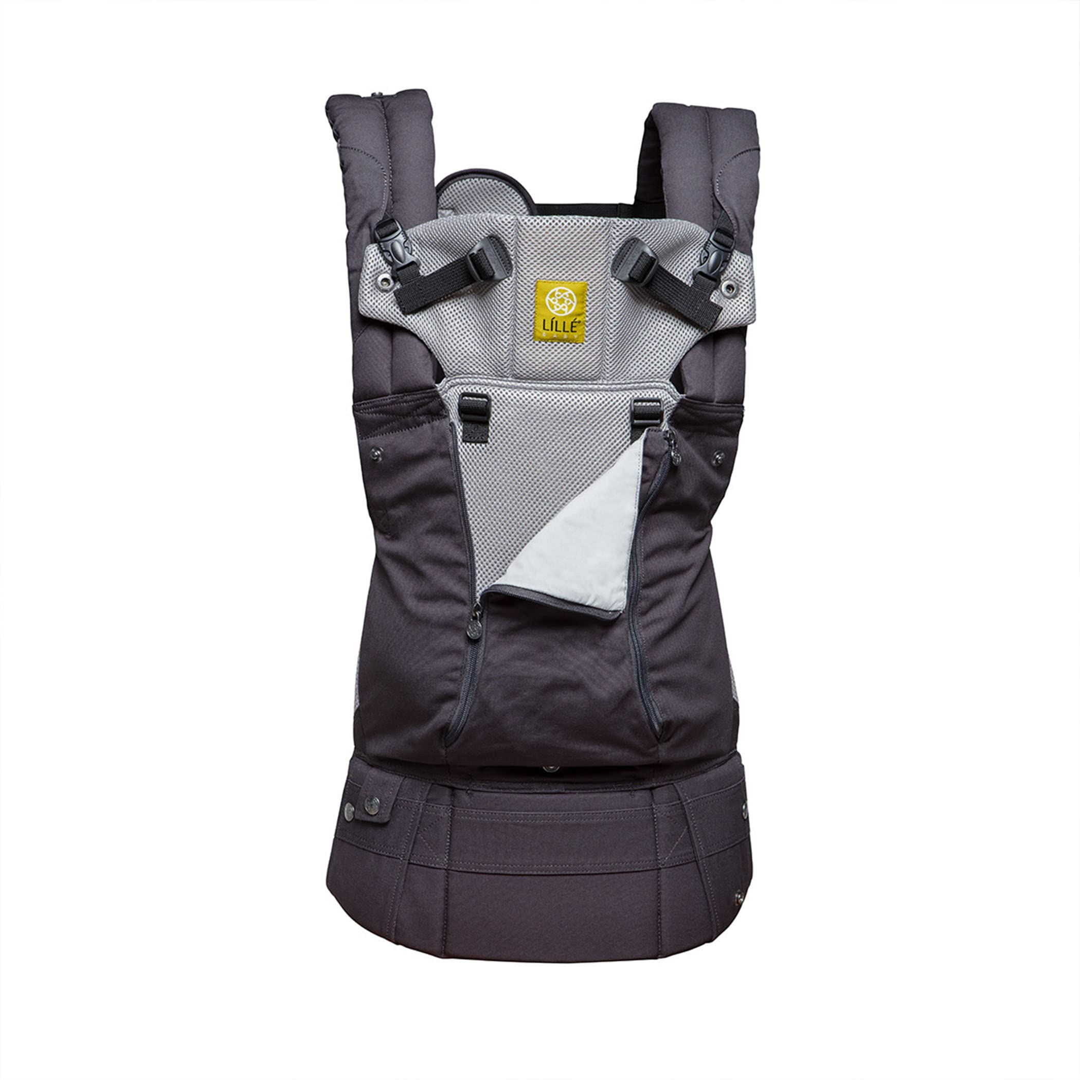 LÍLLÉbaby Complete All Seasons Ergonomic 6-in-1 Baby Carrier for Newborn to Toddler (7-45 lbs) - 360° Adjustable with Lumbar Support - Inward & Outward Facing - Charcoal Silver - Perfect for Hands-Free Parenting, Shopping & Outdoor Adventures
