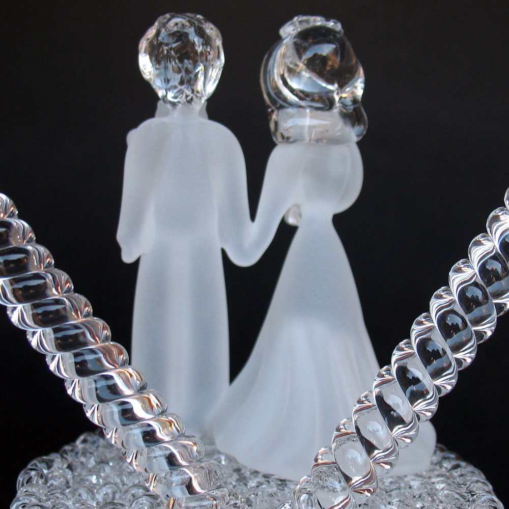 Elegant Hand-Blown Glass Bride and Groom Wedding Cake Topper - Perfect for Weddings, Anniversaries & Romantic Celebrations