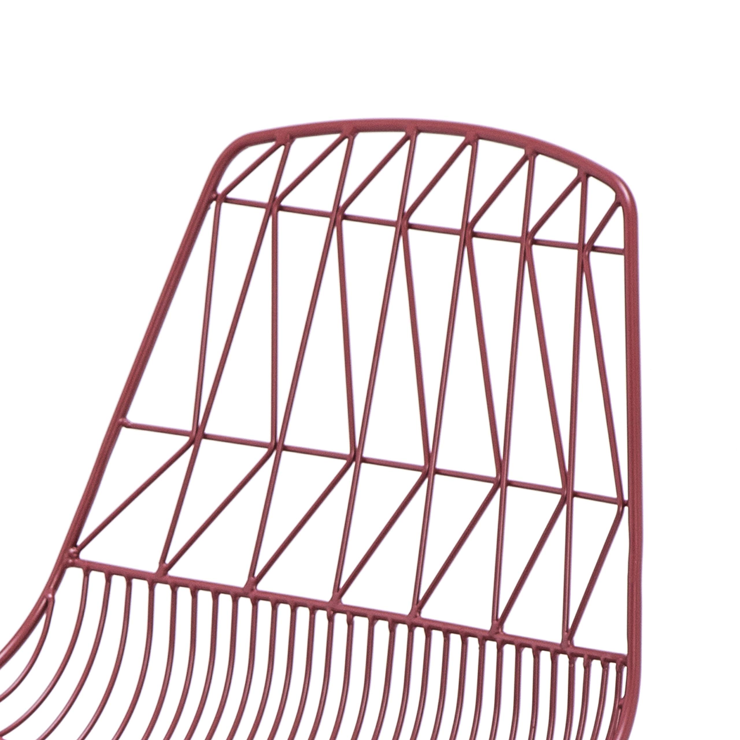 AC Pacific Modern Metal Dining Chairs with Faux Leather Seat - Stackable Indoor/Outdoor Kitchen Stools for Patio, Bistro, Bar & Restaurant - Set of 2 Matte Dark Red Chairs - Perfect for Dining Room, Backyard, Cafe & Outdoor Entertaining