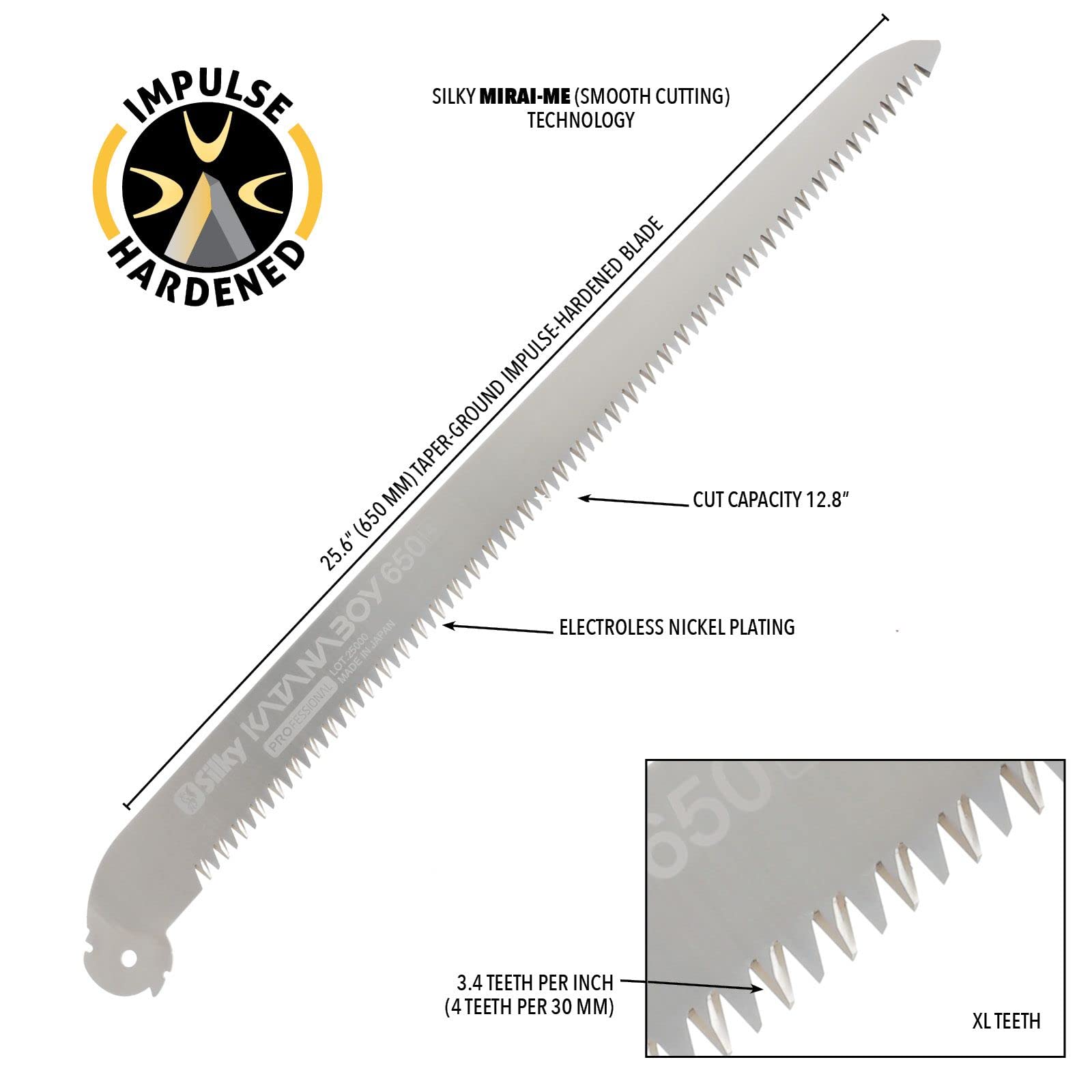 KATANABOY 650mm XL Teeth Replacement Blade (711-65) - High-Quality Silky Saw Blade for Woodworking & Outdoor Cutting