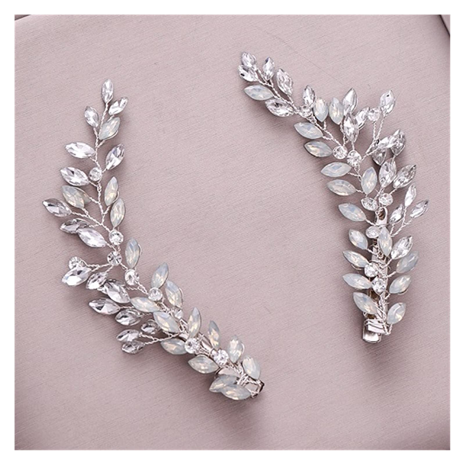 WENH 2-Pack Silver Rhinestone Headband Clips | Bridal Hair Accessories & Wedding Tiaras with Hair Grips | Elegant Women's Hair Jewelry for Brides, Prom, Parties & Special Occasions