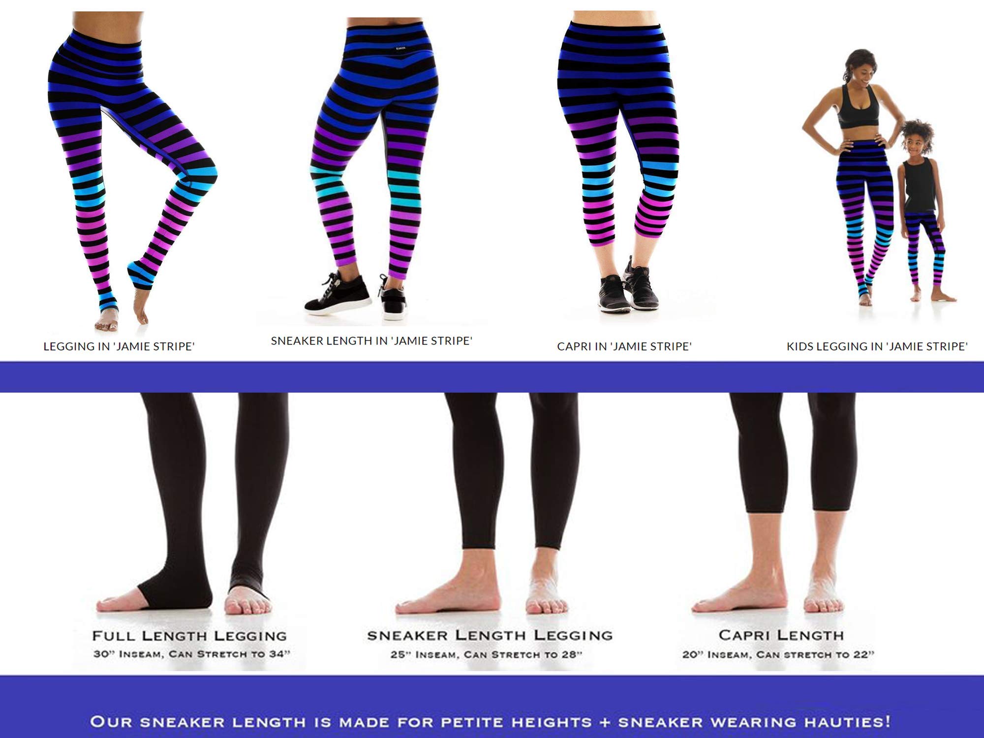 Signature Stripe Activewear Leggings for Women - High Waist Yoga Pants (Jamie/Capri Length, XX-Large) - Perfect for Gym, Running & Lounge Wear