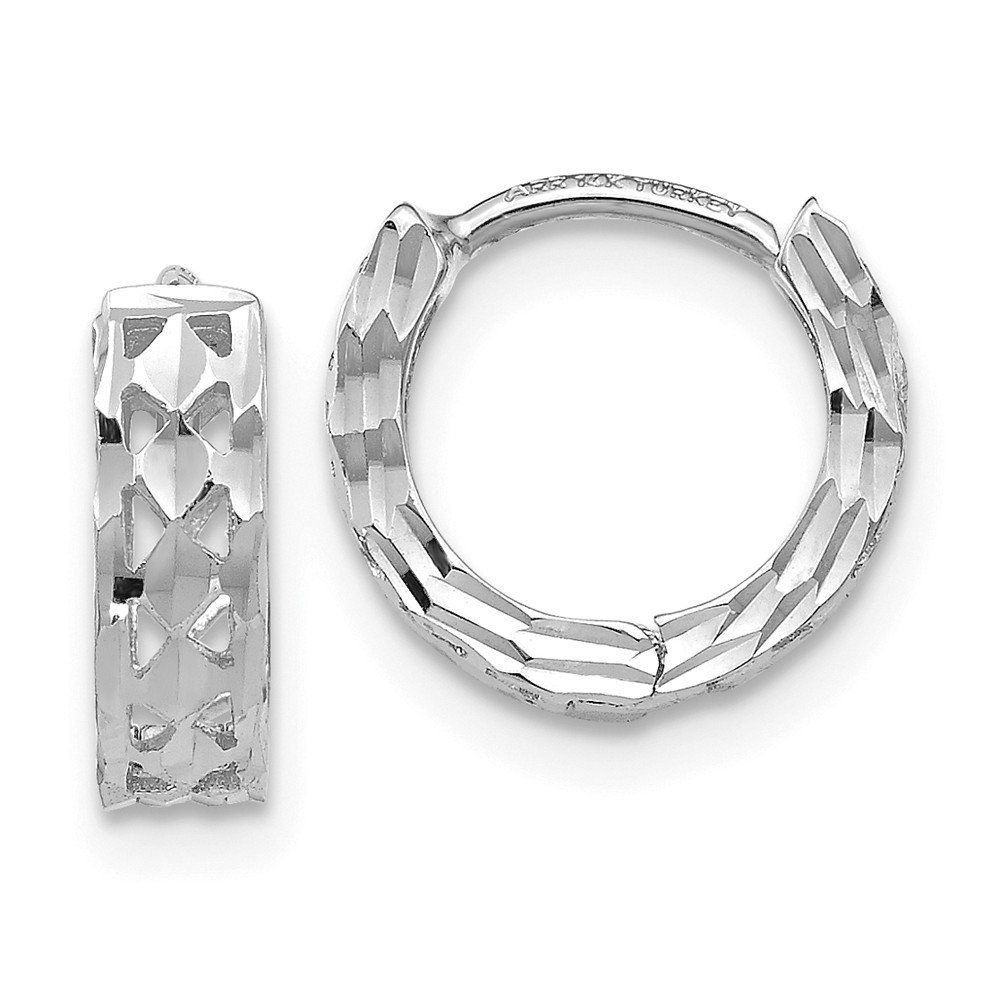 14K White Gold Hinged Hoop Huggie Earrings - 8mm x 4mm - Dainty Everyday Jewelry for Women, Perfect for Work, Date Night & Gifts