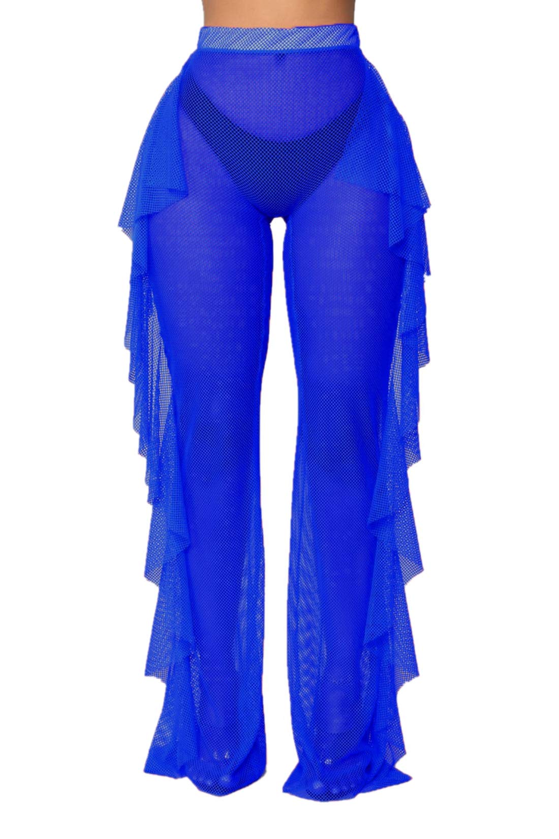 Sunshine Women's Sheer Mesh Ruffle Pants - Swimwear Cover Up for Beach, Pool & Vacation | Sexy Bikini Bottom with Flowy Design
