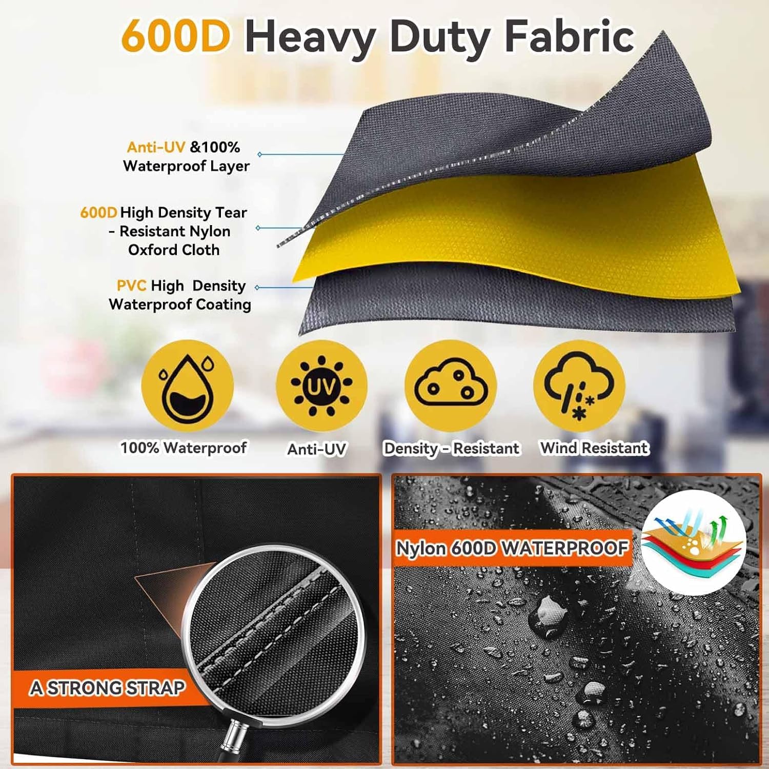 Heat-Resistant Waterproof Dust-Proof Air Fryer Cover - Compatible with Ninja DZ201 Foodi 8 Quart, DZ401 Foodi 10 Quart, DZ550 & COSORI 9 Qt (19.3