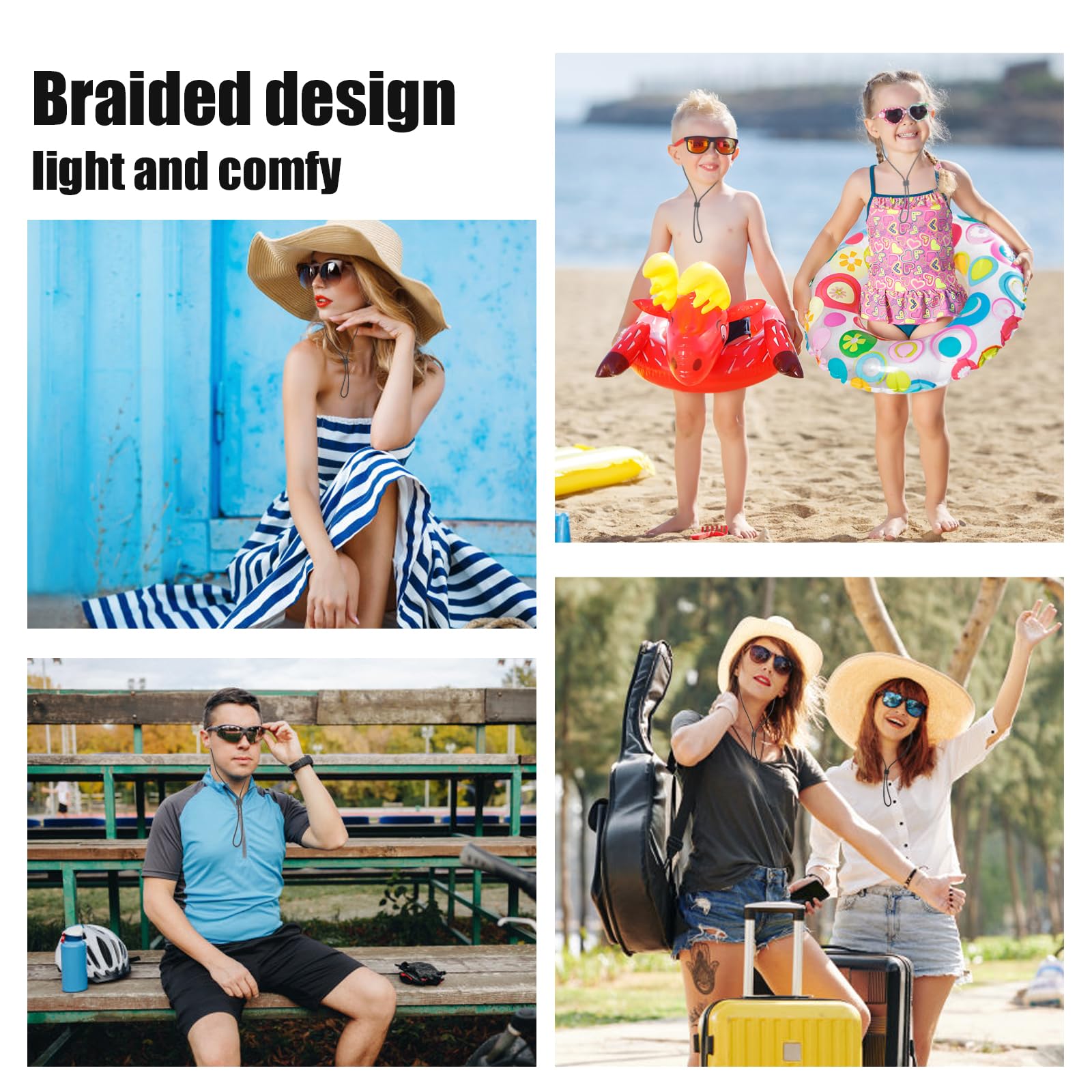 Floating Sports Sunglasses Straps - 2PC Adjustable Eyewear Lanyards for Running & Swimming