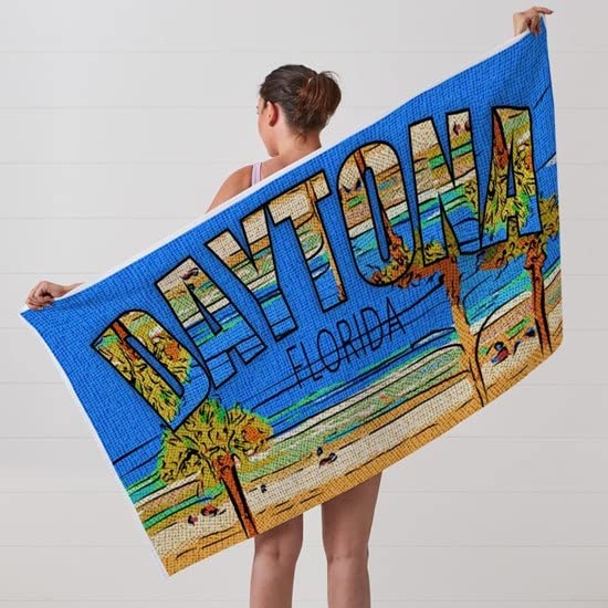 Daytona Florida Large Beach Towel - Extra Soft & Quick Dry with Unique Coastal Design | Perfect for Beach Vacations, Poolside Lounging & Summer Outdoor Activities