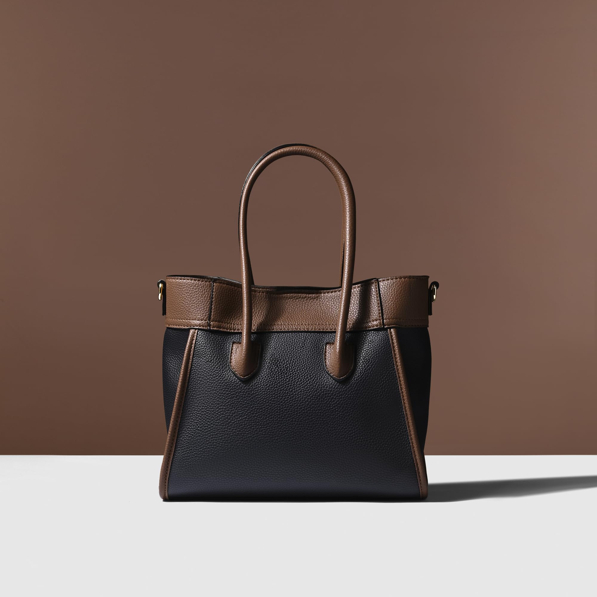 Accessorize London Women's Dual Tone Satchel Handbag with Detachable Adjustable Strap - Stylish Tote Purse for Office, Work & Everyday Use | Professional Women's Work Bag | Fashionable Shoulder Bag for Business, Commuting & Travel