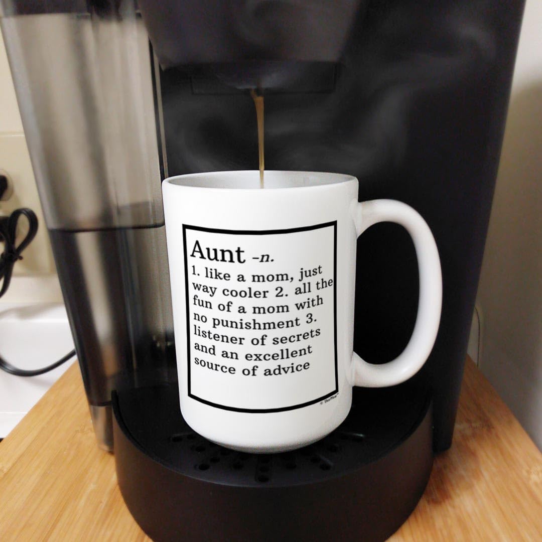 Personalized Aunt Definition Mug - 15oz Ceramic Coffee Cup with Handle - Perfect Birthday Gift for Aunt, Niece & Nephew - Ideal for Coffee, Tea & Hot Chocolate at Home or Office