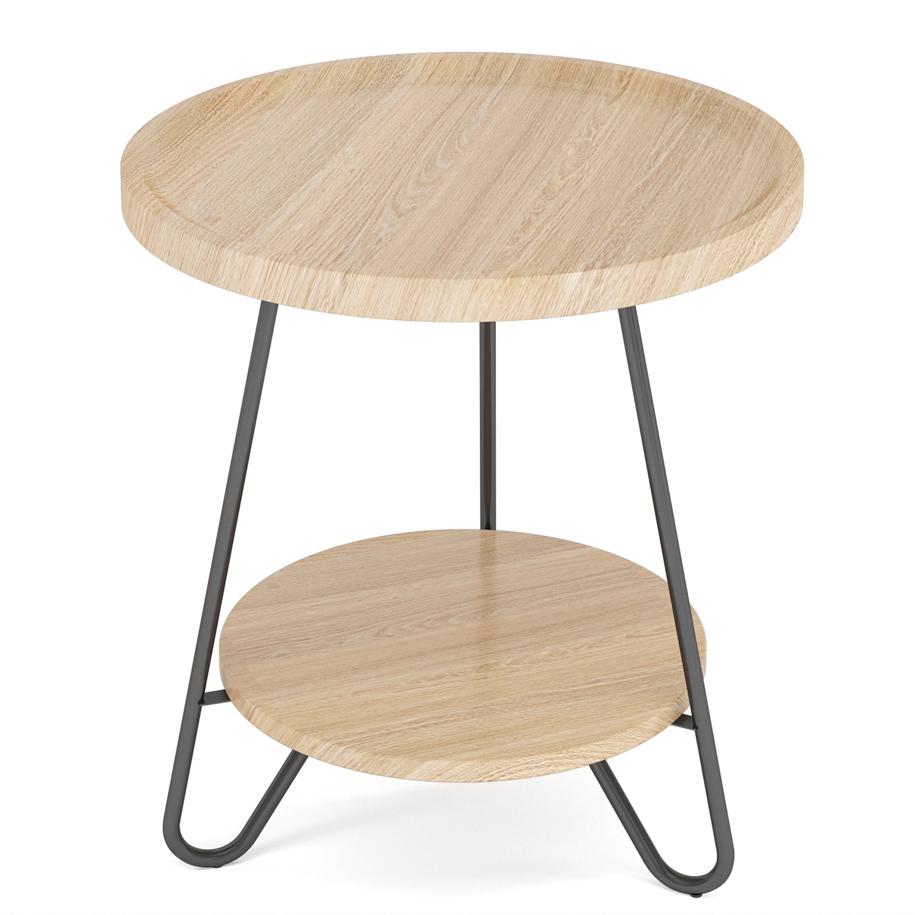 Round End Table with Metal Legs - 2 Tier Side Table for Living Room, Bedroom & Office - Modern Accent Table for Small Spaces & Home Decor