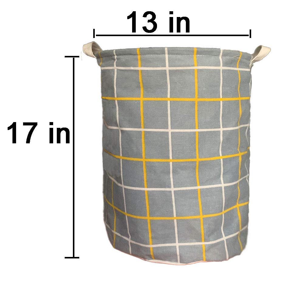 2 Pack Thickened Laundry Hampers with Sturdy Handles - Waterproof Drawstring Cotton Linen Collapsible Storage Basket (17