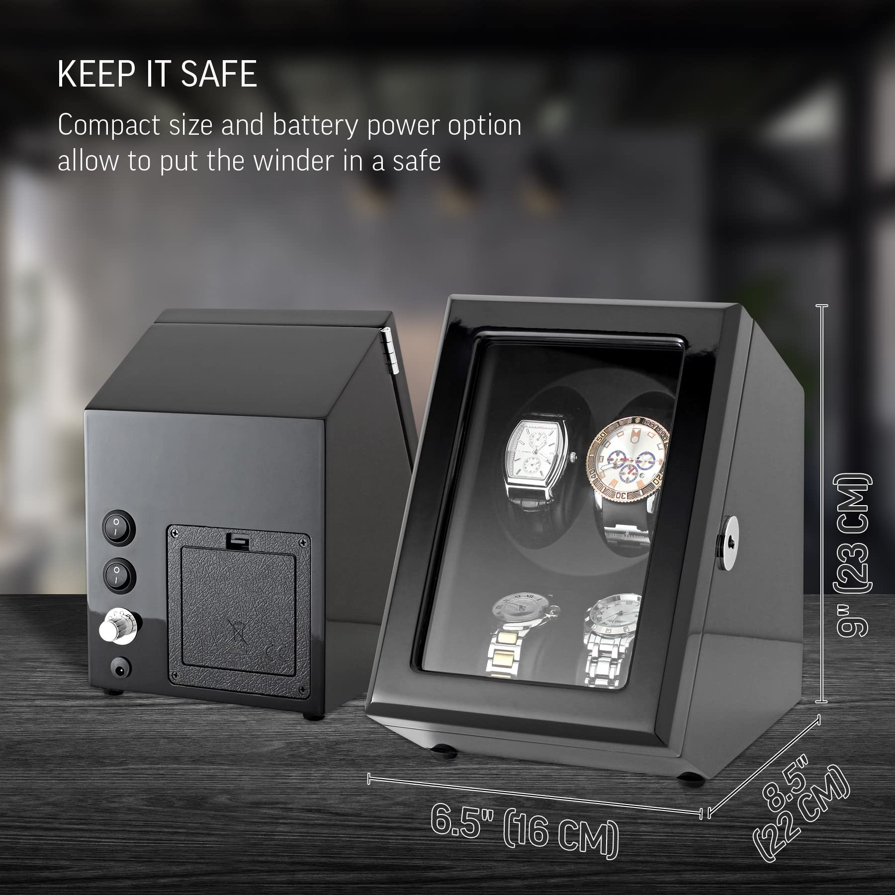 Premium Double Watch Winder for Automatic Watches - 2 Storage Slots with Quiet Motor & Battery/USB Power Options | Perfect for Watch Collectors & Travel Enthusiasts