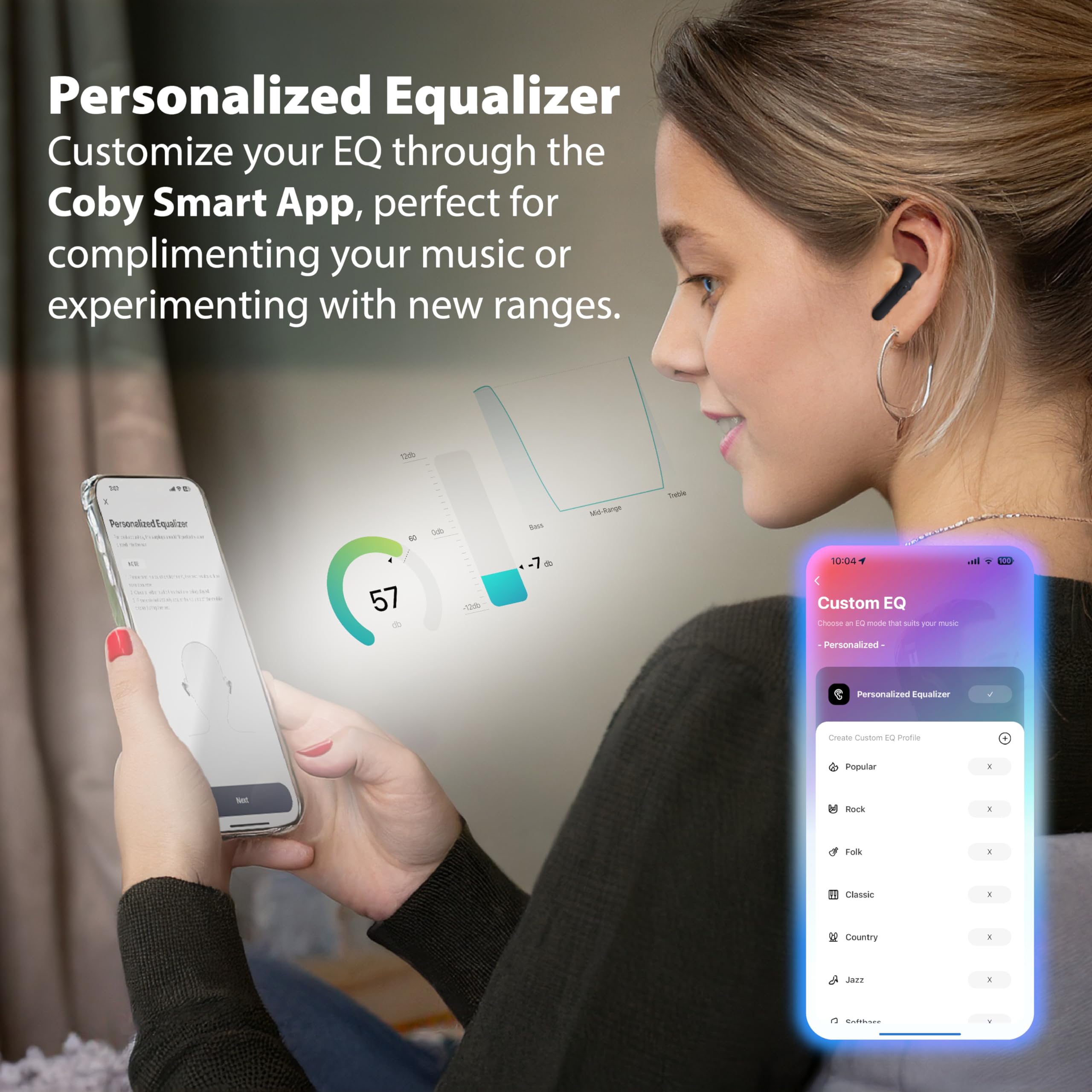 Coby Active Noise Cancelling Wireless Earbuds - 30dB ANC, IPX7 Waterproof, USB-C Charging for Sports & Travel