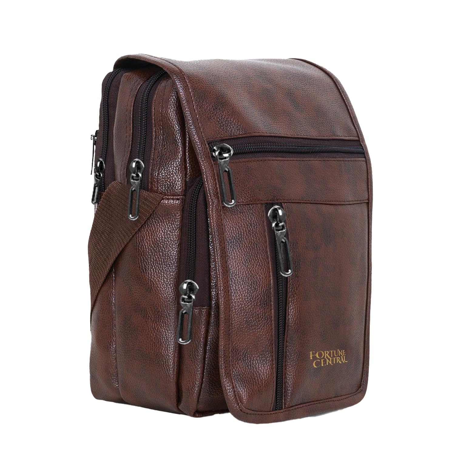 Premium Men's Crossbody Sling Bag - Waterproof Lightweight Leather Shoulder Bag with Adjustable Strap & Hidden Pocket | Perfect for Travel, Work Commute, Cycling & Outdoor Activities | Made in India