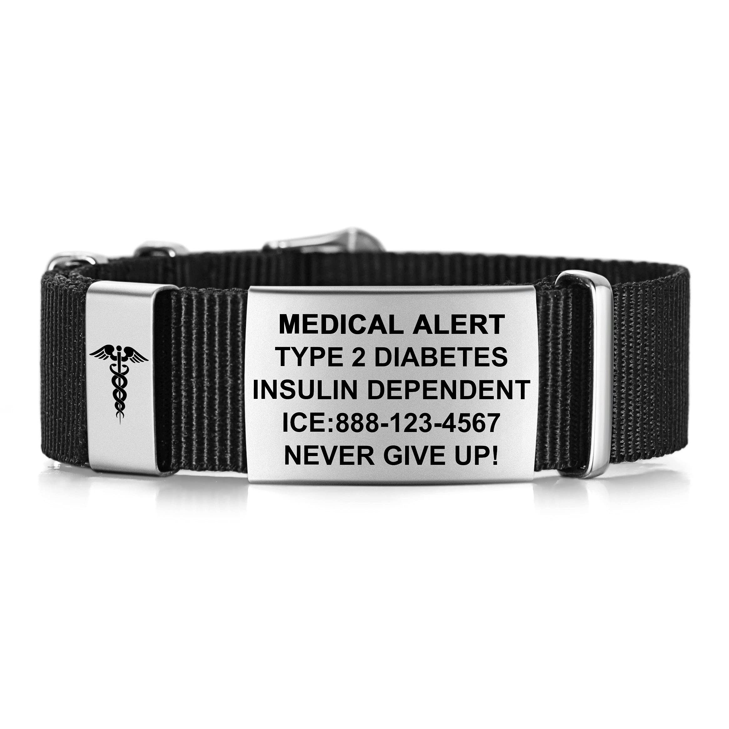 Emergency Medical ID Bracelet for Men & Women - Adjustable Nylon Wristband with Free Engraving - Sport Medical Alert Bracelet for Allergies, Diabetes & Heart Conditions - Perfect for Hiking, Workouts & Daily Safety