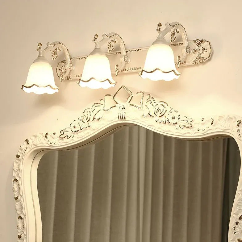 French Carving Glass Bathroom Wall Lights - Elegant Vanity Sconce for Modern Bathroom Decor | Perfect for Powder Room, Spa, and Master Bath Lighting