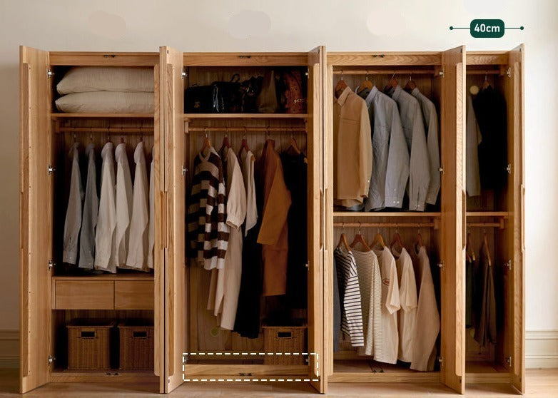 Solid Oak Wood Wardrobe - Premium Quality, Spacious Storage for Bedroom, Closet & Home Organization