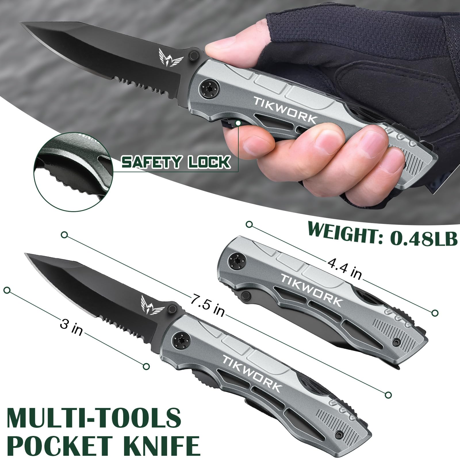 Multitool Pocket Knife for Men - Perfect Gift for Dad, Boyfriend | Camping, Hiking, Survival Tool