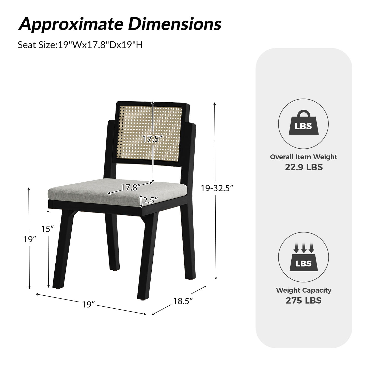 Elazar Modern Woven Rattan Dining Chair with Backrest - Indoor/Outdoor Use - Patio, Dining Room, Kitchen, Restaurant - Comfortable & Stylish Seating Solution