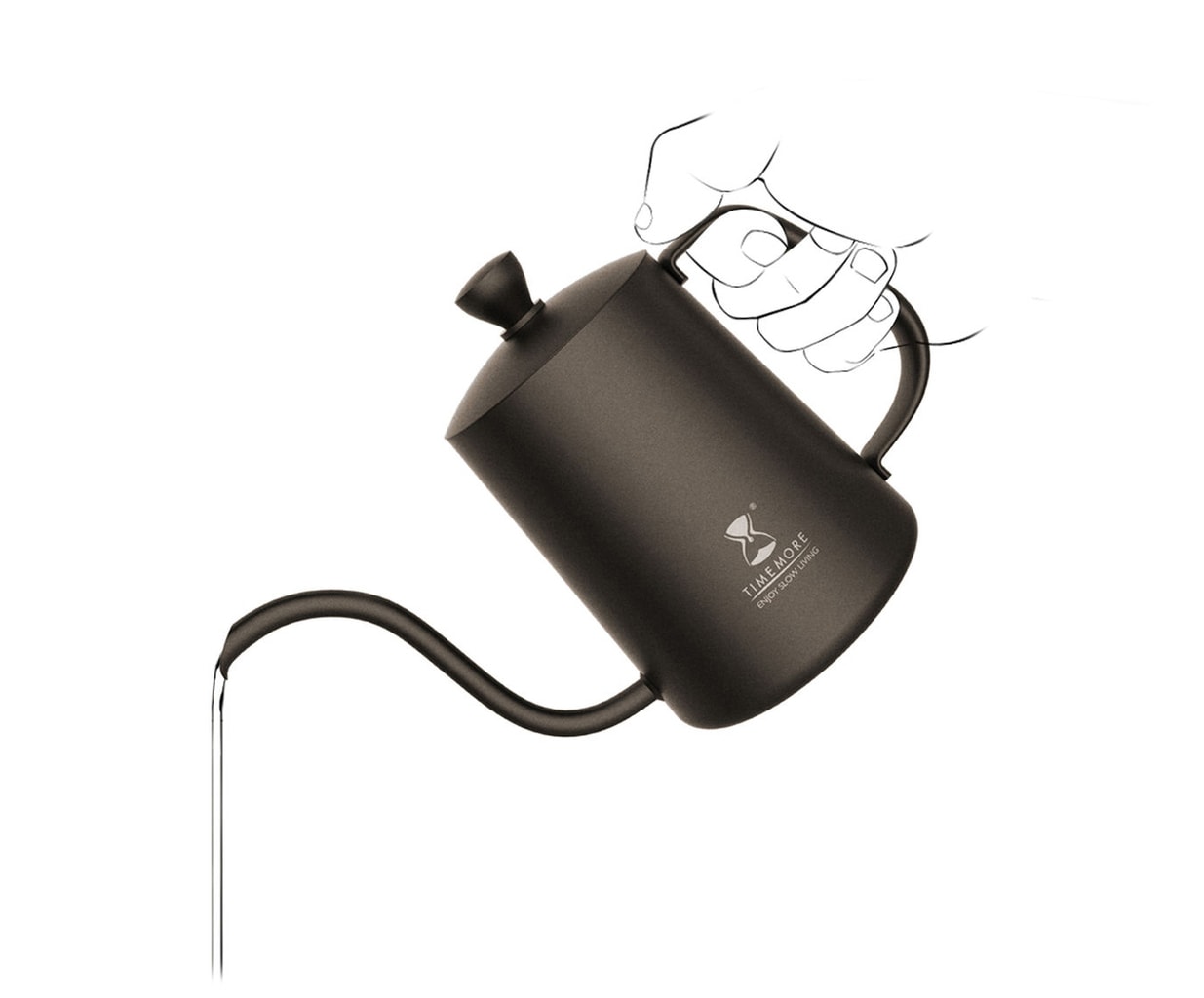 Timemore Fish Pour Over Coffee Kettle - 600ml Stainless Steel Gooseneck Kettle with Thermometer for Precise Pouring - Perfect for Specialty Coffee, Tea Brewing & Home Barista Use