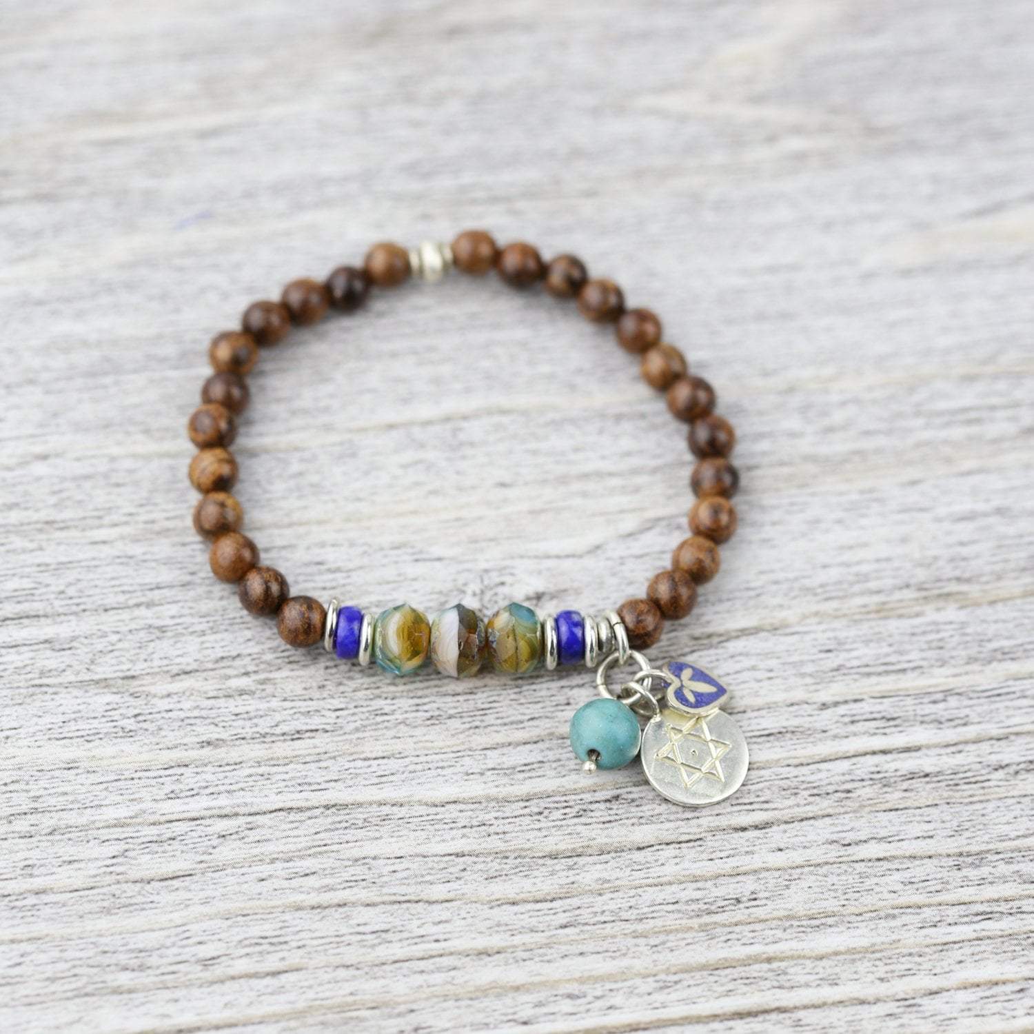 Natural Wood Healing Charm Bracelet for Women - Handmade Boho Spiritual Jewelry for Positive Energy & Protection - Perfect for Meditation, Yoga & Everyday Wear