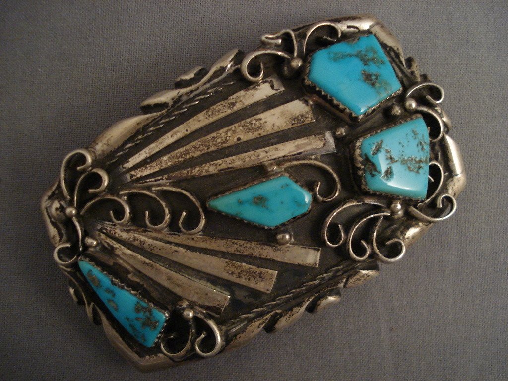 Authentic 95 Gram Heavy Old Navajo Turquoise Native American Jewelry Silver Buckle - Handcrafted Southwest Style Belt Accessory for Western Fashion & Boho Outfits