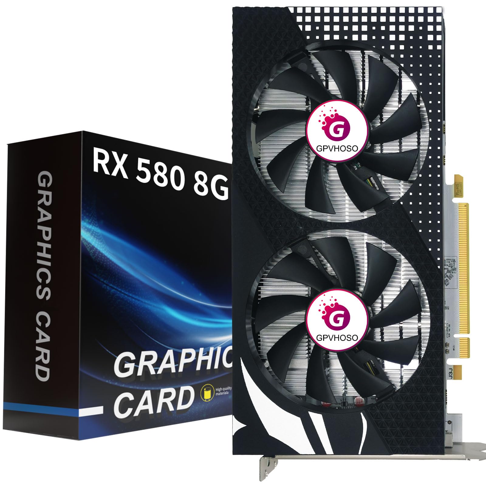 AMD Radeon RX 580 8GB GDDR5 256-bit Gaming Graphics Card with Dual Cooling Fans - 1289MHz Core Clock, 2048SP, HDMI/DP/DVI Outputs, PCIe 3.0 - Perfect for 1080p/1440p Gaming, Video Editing & 8K Content Creation