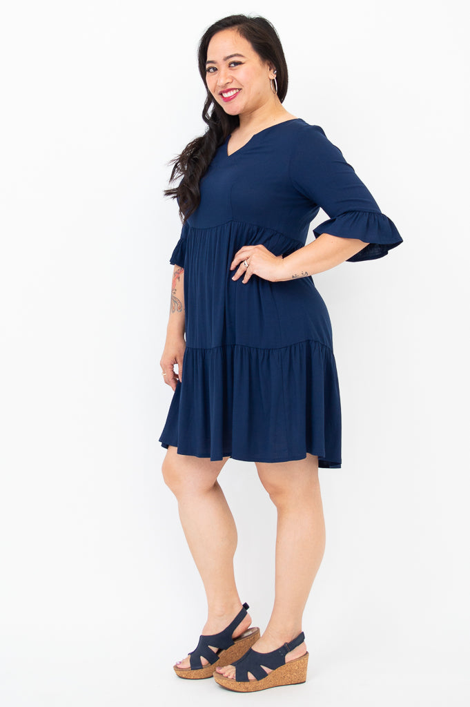 Karena Dress - Soft Linen Bamboo Blend in Indigo Blue - Perfect for Summer Outings, Beach Vacations, and Casual Elegance