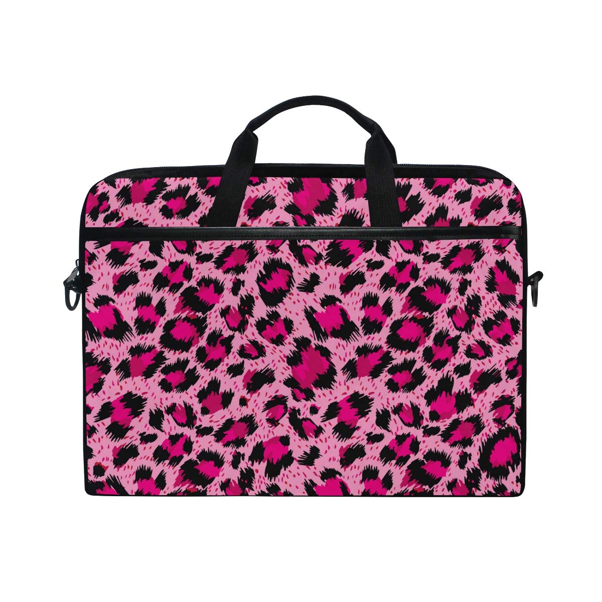 VIKKO Luxury Pink Leopard Laptop Bag for 11.6-14 Inch Devices, Stylish Shockproof Sleeve with Shoulder Strap, Perfect for Work, Travel, and School