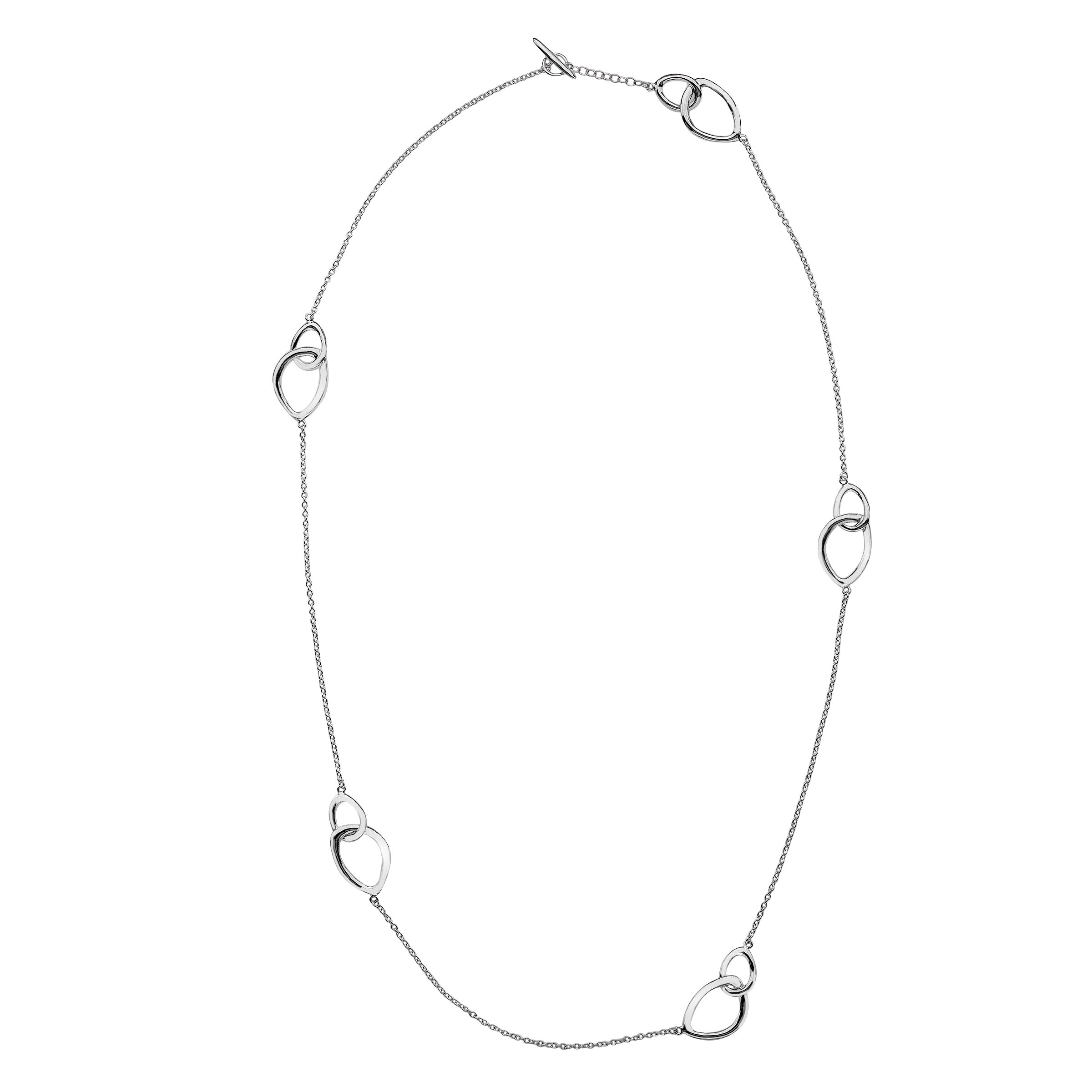 Sterling Silver Organic Loop Long Chain Necklace for Women - Boho Chic Layering Jewelry for Everyday Wear & Special Occasions