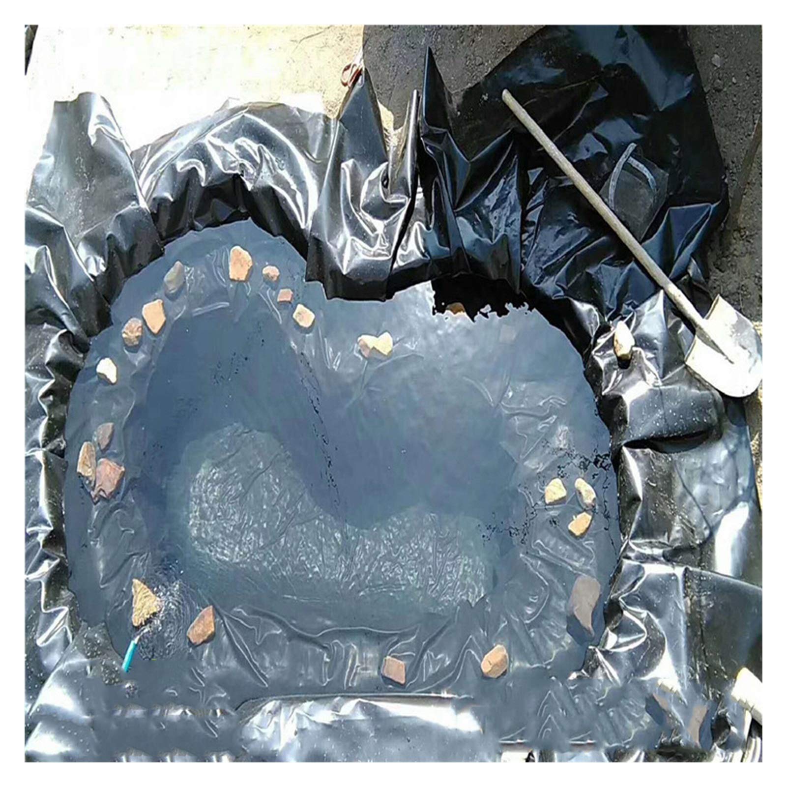 XXIOJUN Heavy Duty Waterproof Pond Liner - 0.3mm Thick Black Plastic Tarp for Fish Ponds, Fountains & Landscaping - 5x6m Foldable Reinforced Membrane - Perfect for Garden Water Features, DIY Ponds & Outdoor Projects