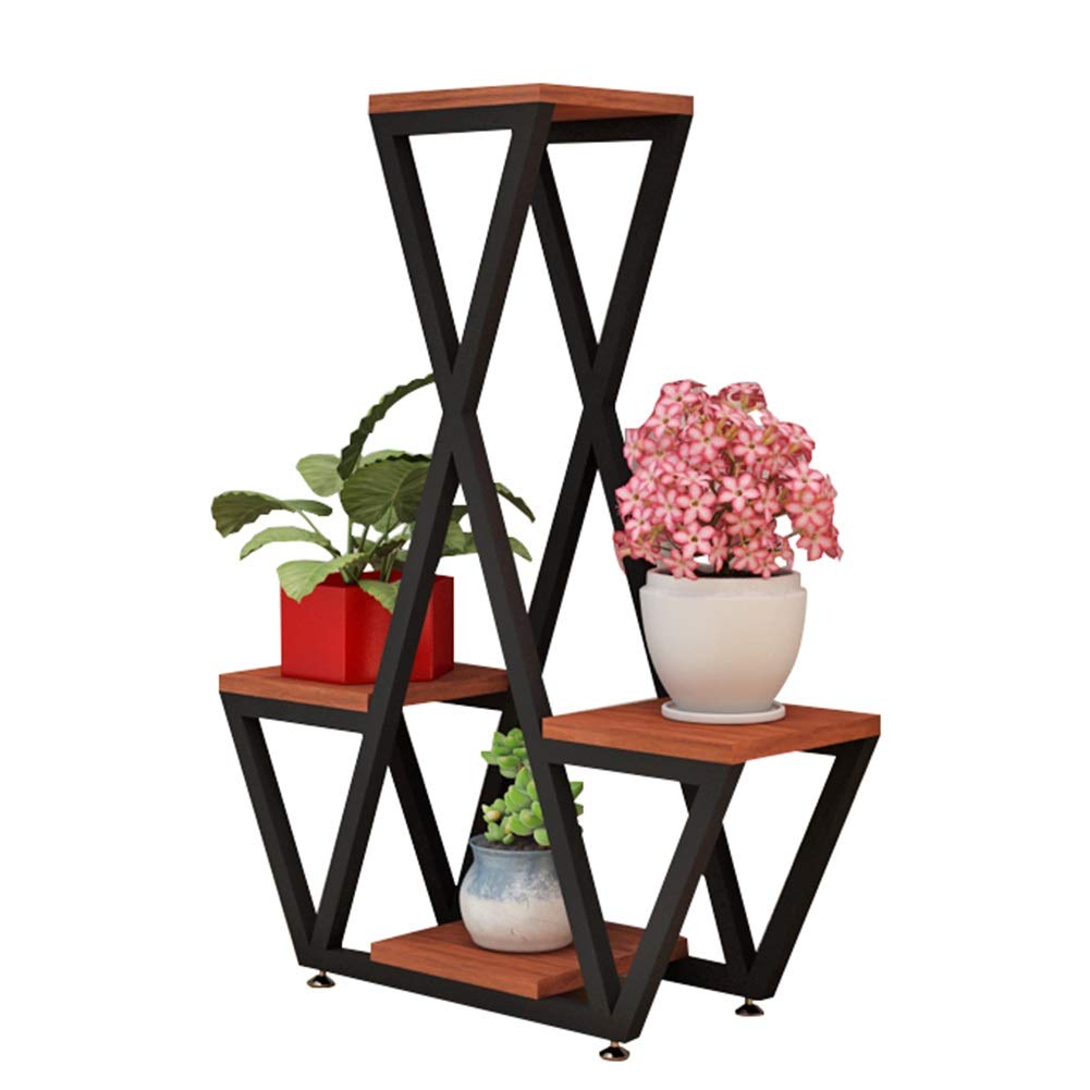 YYFANG 4-Tier Iron Flower Stand - X-Type Legs & Reinforcement for Stability - Floor-Standing Plant Shelf for Succulents, Flower Pots - Rust-Resistant Metal Storage Shelf for Living Room, Balcony, Garden (40X20X78cm, 6 Color Options) - Perfect for Indoor Plant Display, Home Decor & Outdoor Gardening