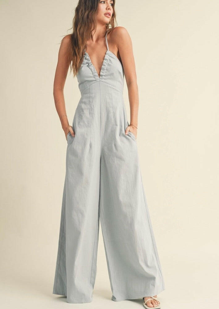 Light Denim Washed Cotton Jumpsuit for Women - Comfortable Casual Romper for Summer Outings, Beach Vacations & Everyday Wear