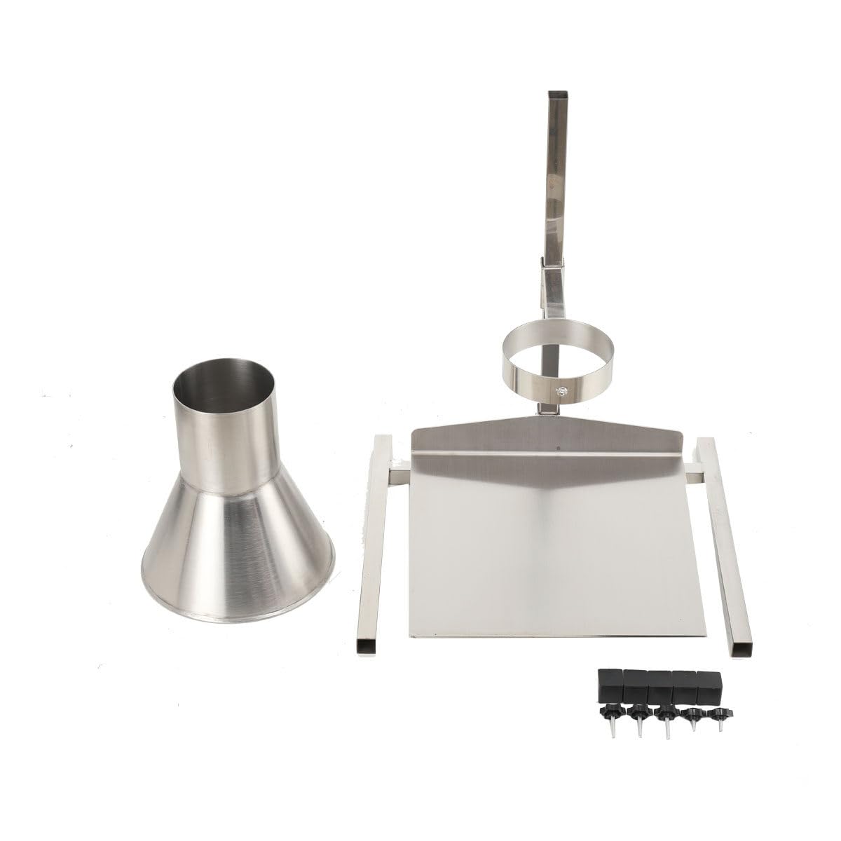 4in Stainless Steel Food Grade Feeding Hopper with Support Stand - Manual Filling Packaging Funnel for Powder, Paste & Liquid Granules | Durable Kitchen & Commercial Use for Baking, Candy Making & Bulk Food Packaging