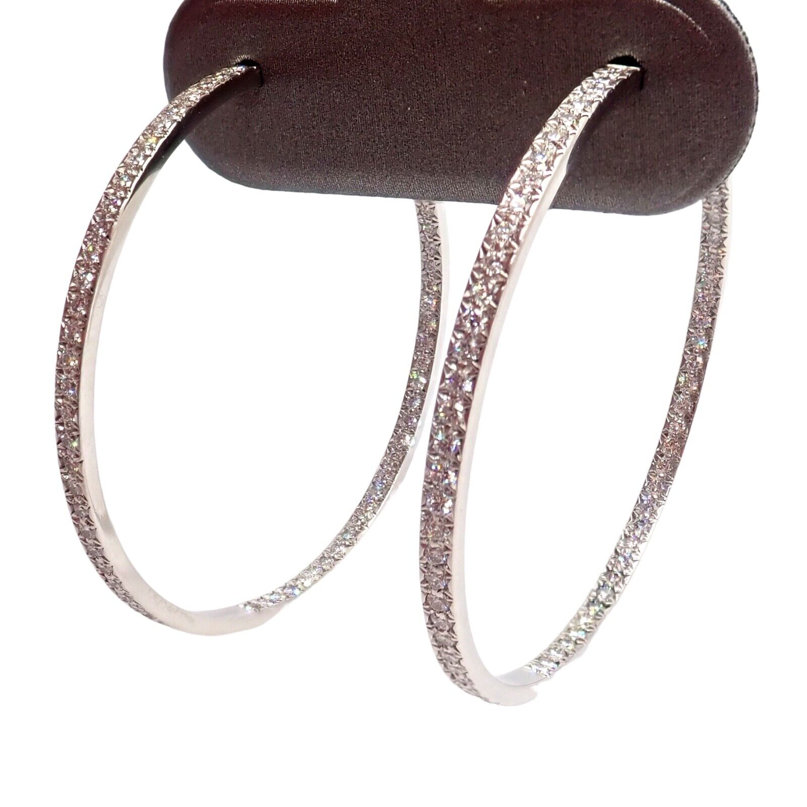 Authentic Tiffany & Co Platinum Metro Diamond Large Inside Out Hoop Earrings - Luxury Diamond Hoops for Women, Perfect for Weddings, Parties & Special Occasions