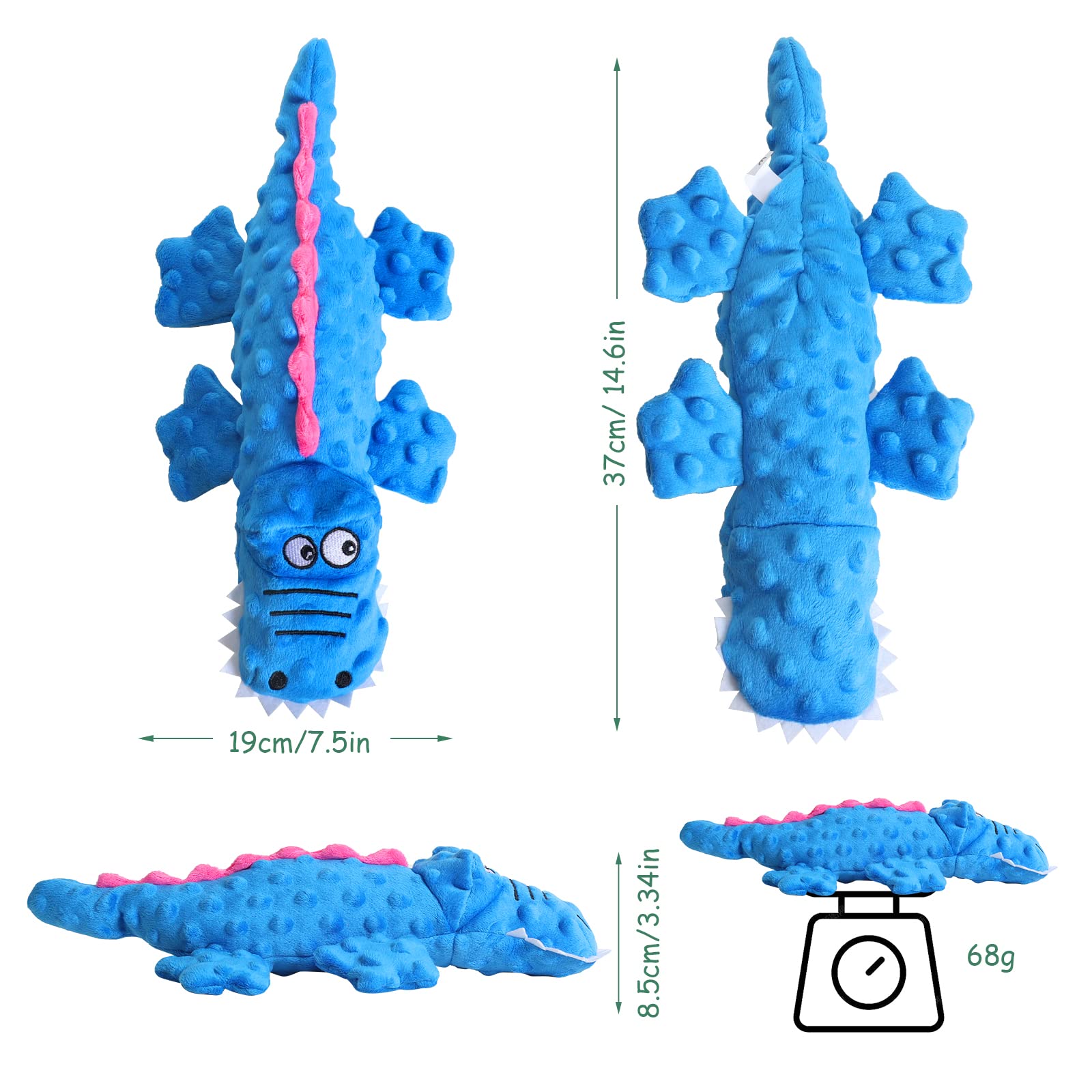 Durable Squeaky Plush Dog Toys with Crinkle Sound - Interactive Chew Toys for Puppy Teething, Small, Medium & Large Dogs - Perfect for Training, Anxiety Relief & Boredom Reduction - Ideal for Indoor Play, Outdoor Fetch & Crate Training