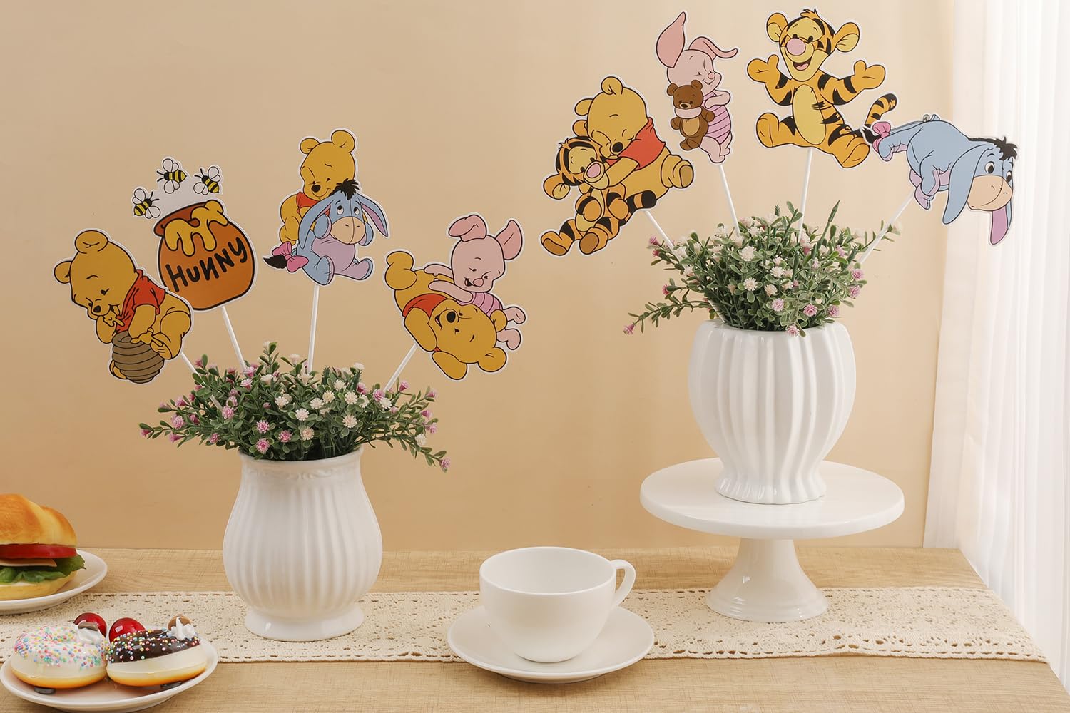 24PCS Bear-Themed Party Decorations Set - Cute Centerpieces & Table Toppers for Birthday Celebrations, Baby Showers & Kids Events - Perfect for Cake Tables, Dessert Displays & Party Backdrops