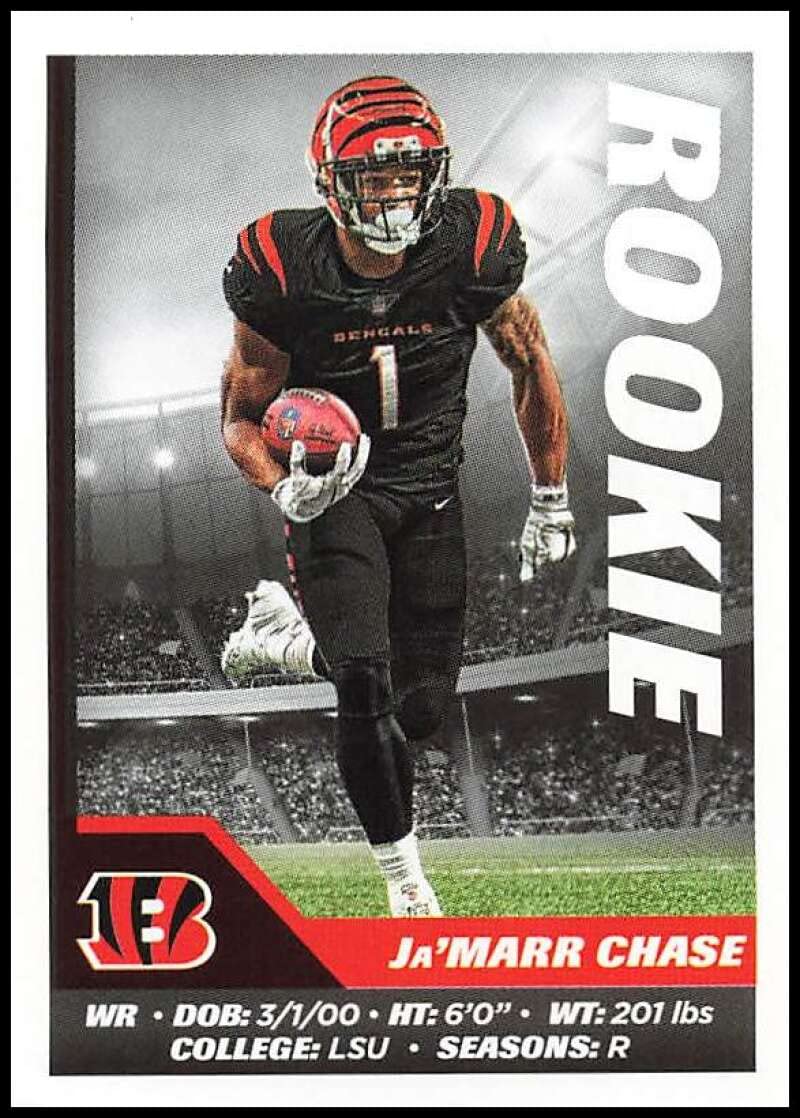 2021 Panini NFL Stickers #128 Ja'Marr Chase Rookie Card - Cincinnati Bengals Official Football Sticker Collection (49x69mm) | Perfect for Collectors, Trading & Fan Memorabilia Displays