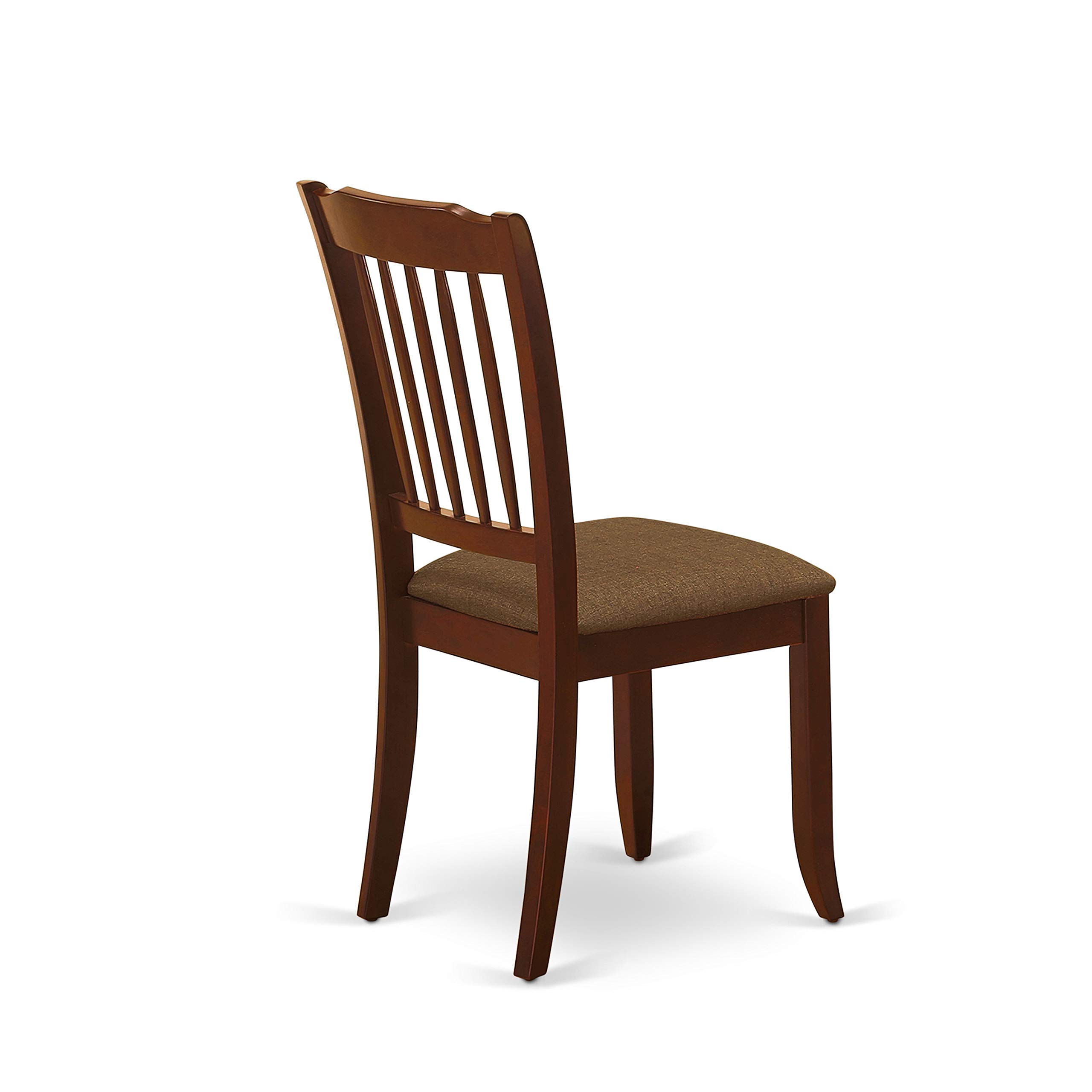 East West Furniture HBDA3-MAH-C 3 Piece Round Dining Set with Pedestal Table & 2 Linen Upholstered Chairs, 42x42 Inch, Mahogany - Perfect for Small Spaces, Breakfast Nooks & Cozy Dining Areas